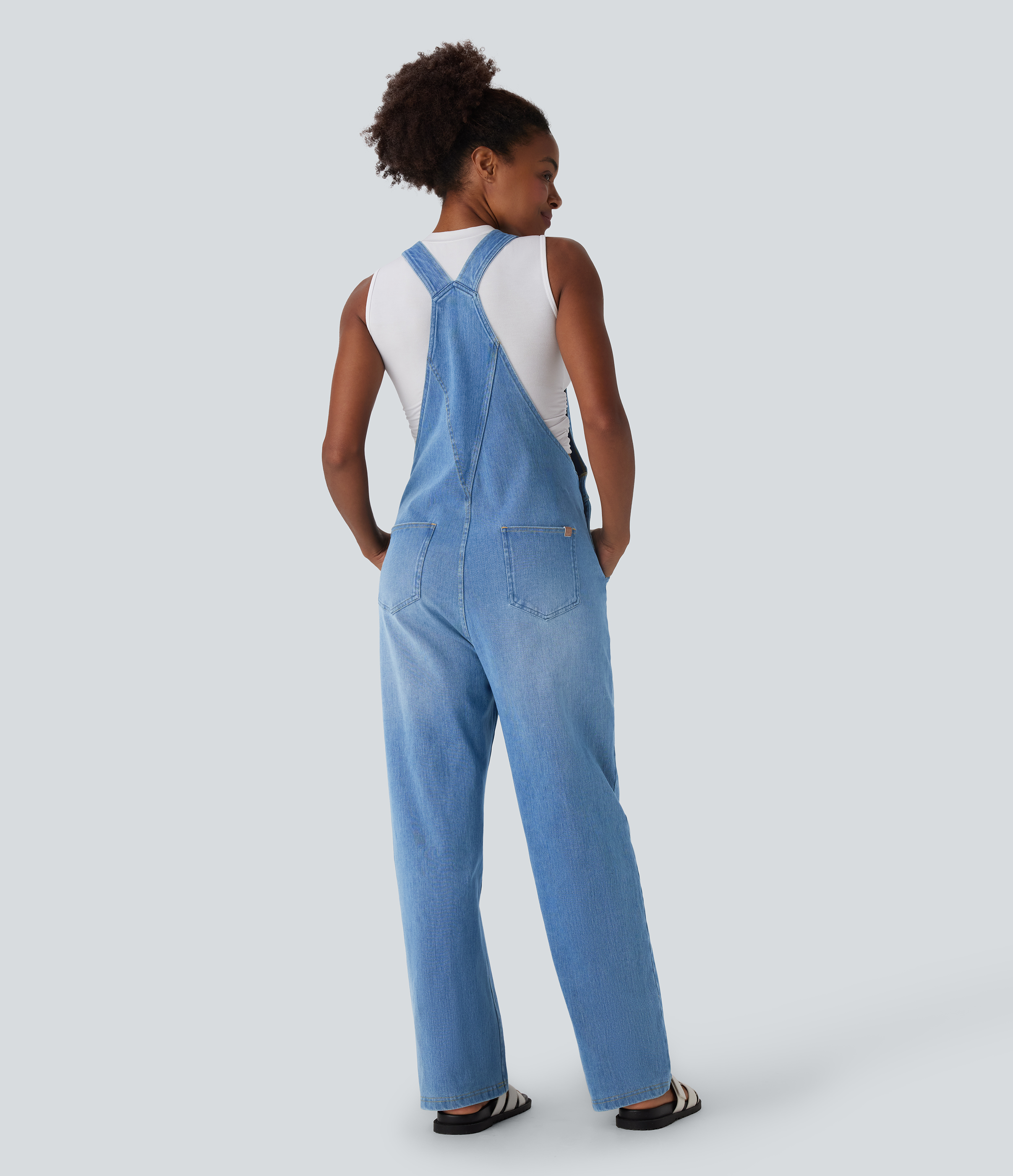 Cerulean Blue Denim Halara Flex™ Denim Casual Overall med Lommer / 2