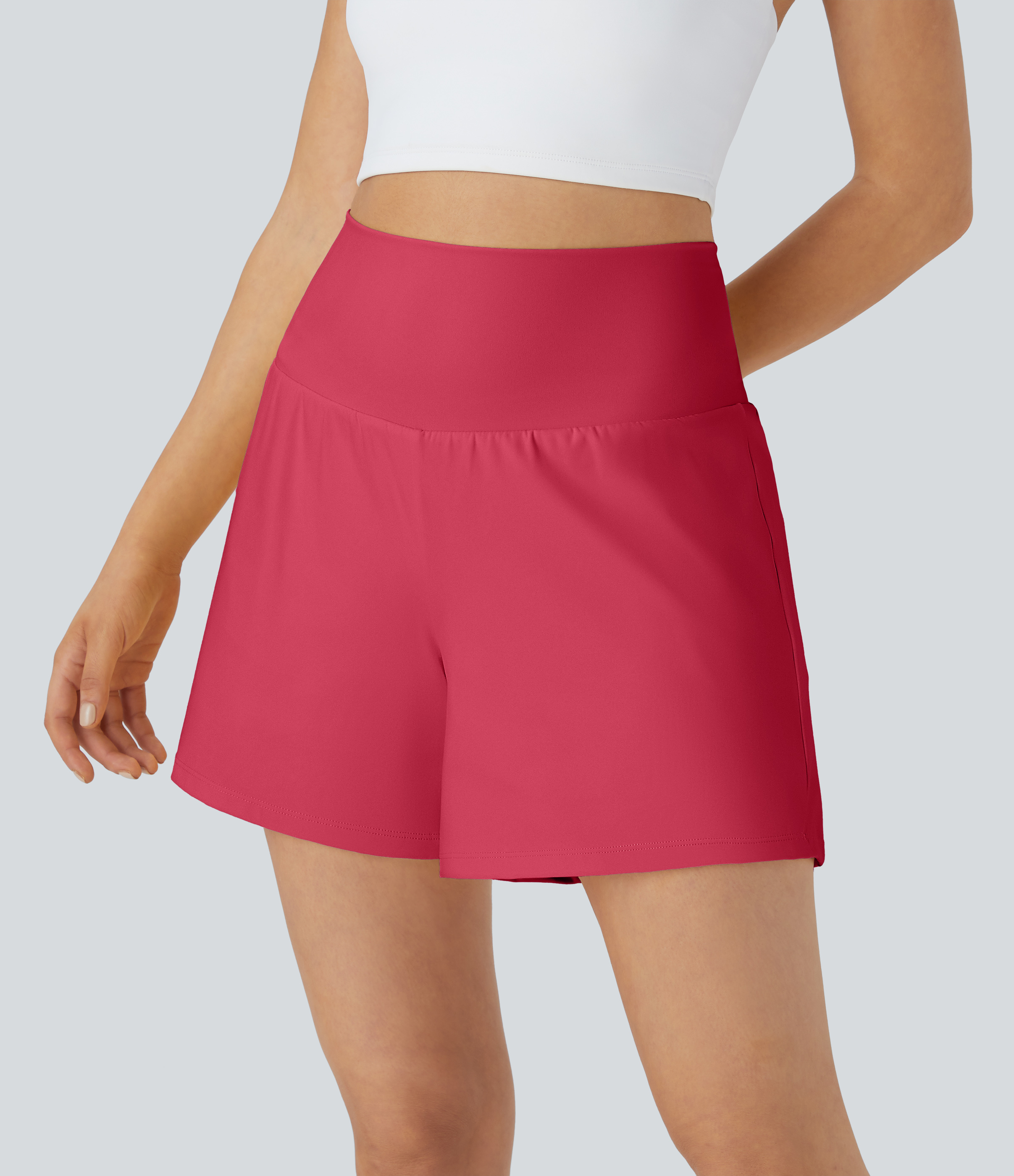 SoftlyZero™ Airy Super High Waisted 2-in-1  Cool Touch Yoga Shorts 5'' with Pockets-Longer Length