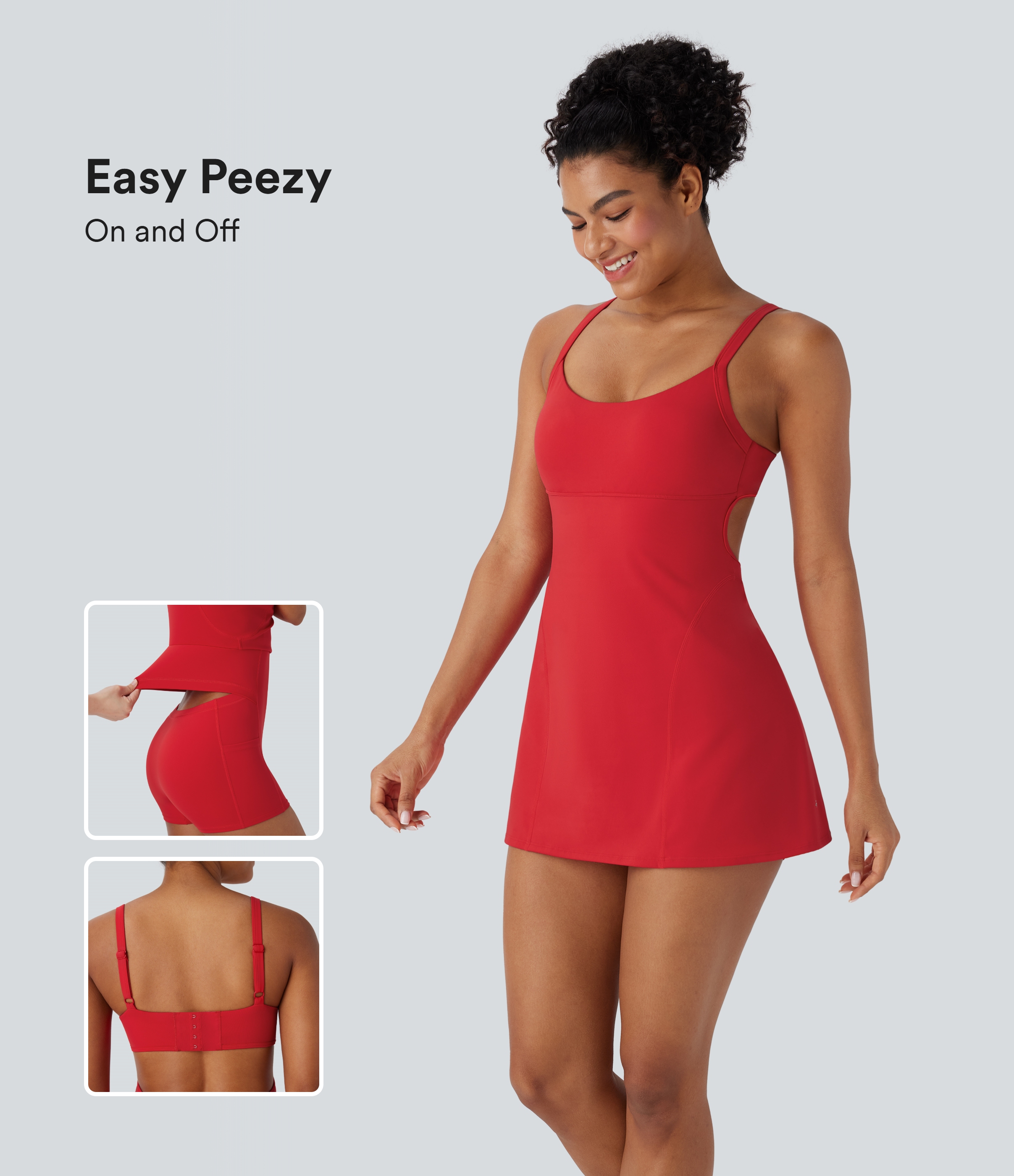 SoftlyZero™ Airy Adjustable Buckle 2-in-1 Mini Cool Touch Yoga Active Dress with Pockets-Easy Peezy-UPF50+