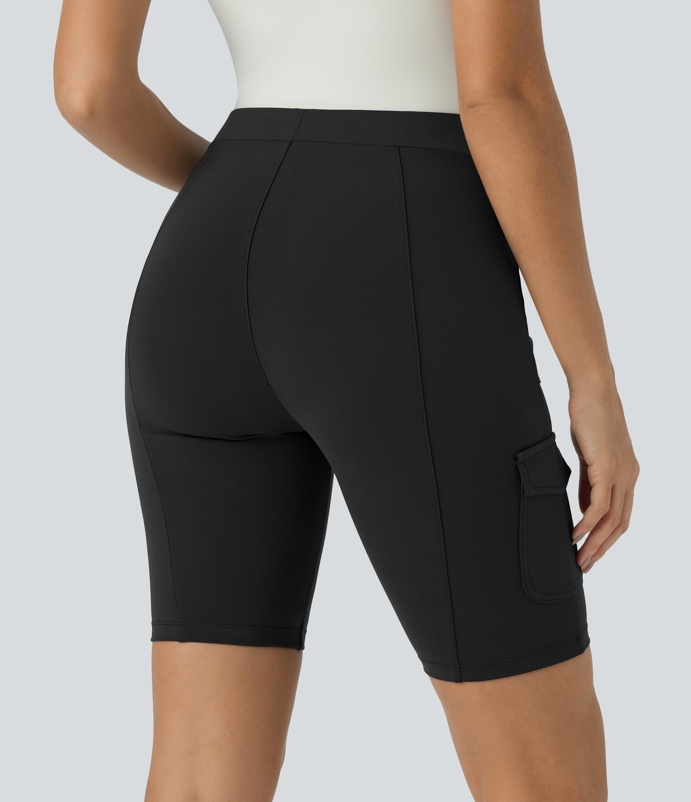 Negro Pantalón corto ciclismo tiro alto múltiple bolsillo 20.3cm / 2