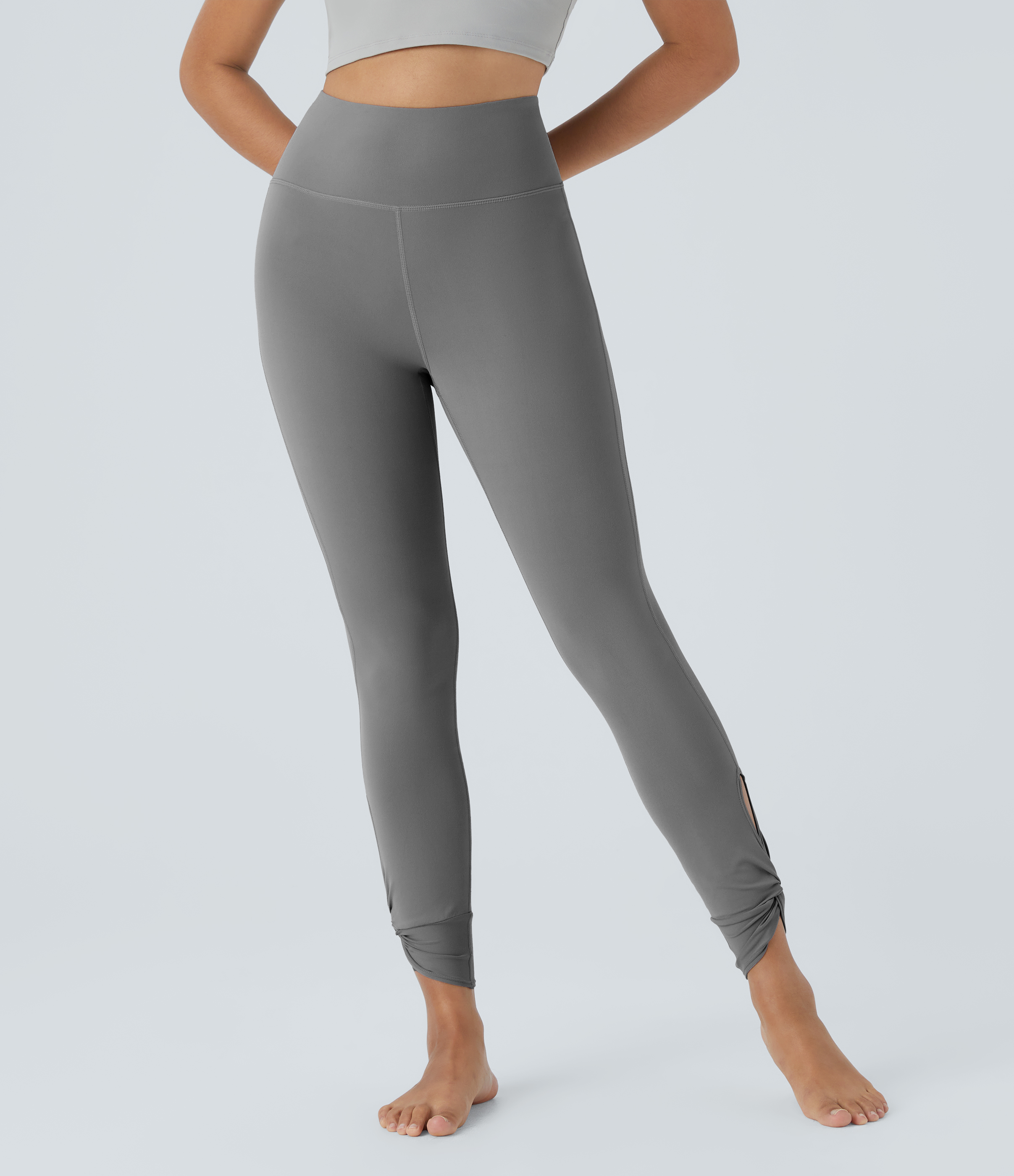 Steel Gray Leggings Softlyzero™ yoga retorcido corte bolsillo trasero tiro alto UPF50+ / 2