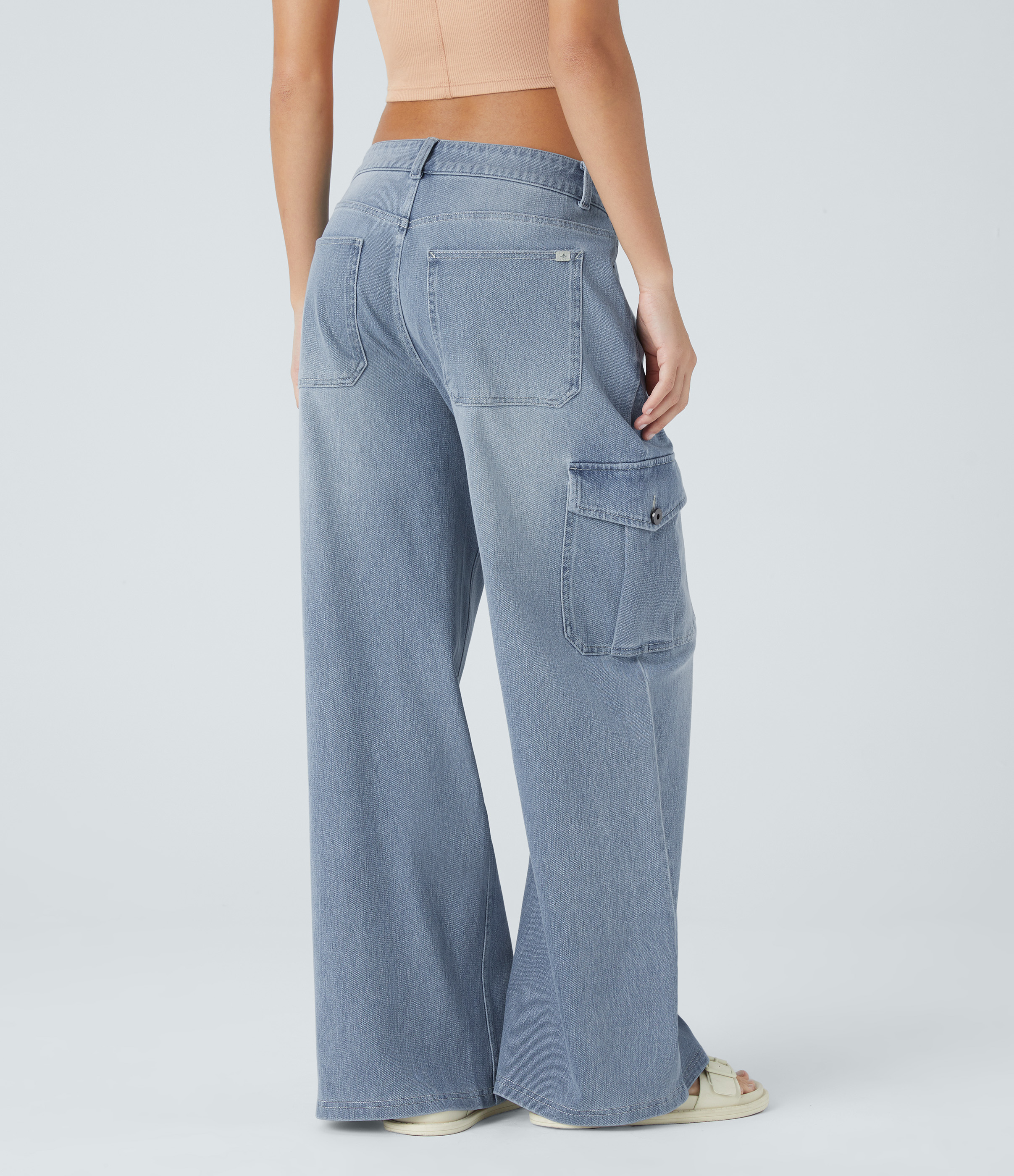 Blue Spruce Denim Jeans Baggy Halara Flex™ Denim cargo holgado tiro bajo múltiple bolsillo elástico / 2