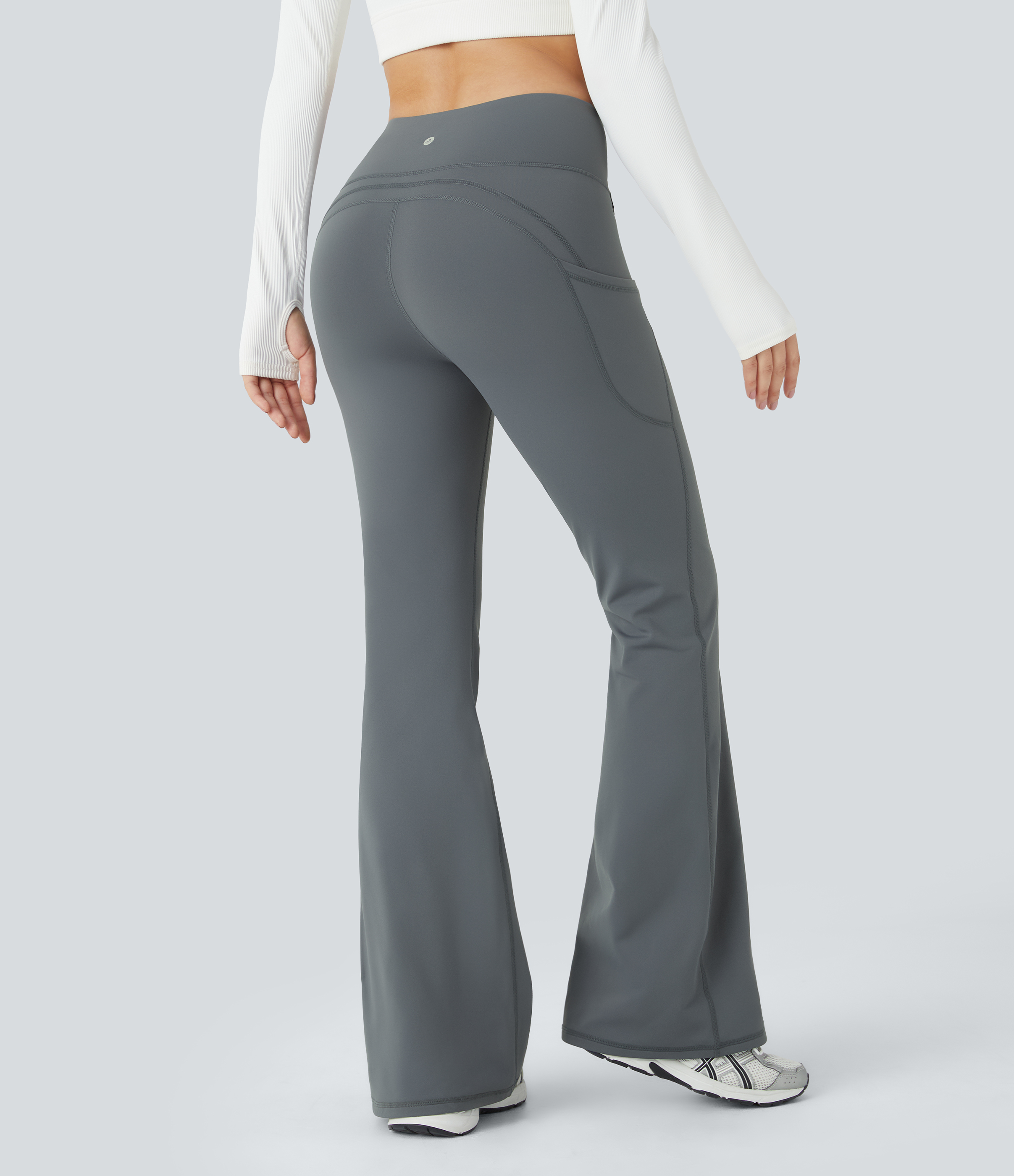 Pantalón yoga térmico acampanado bolsillo lateral tiro alto