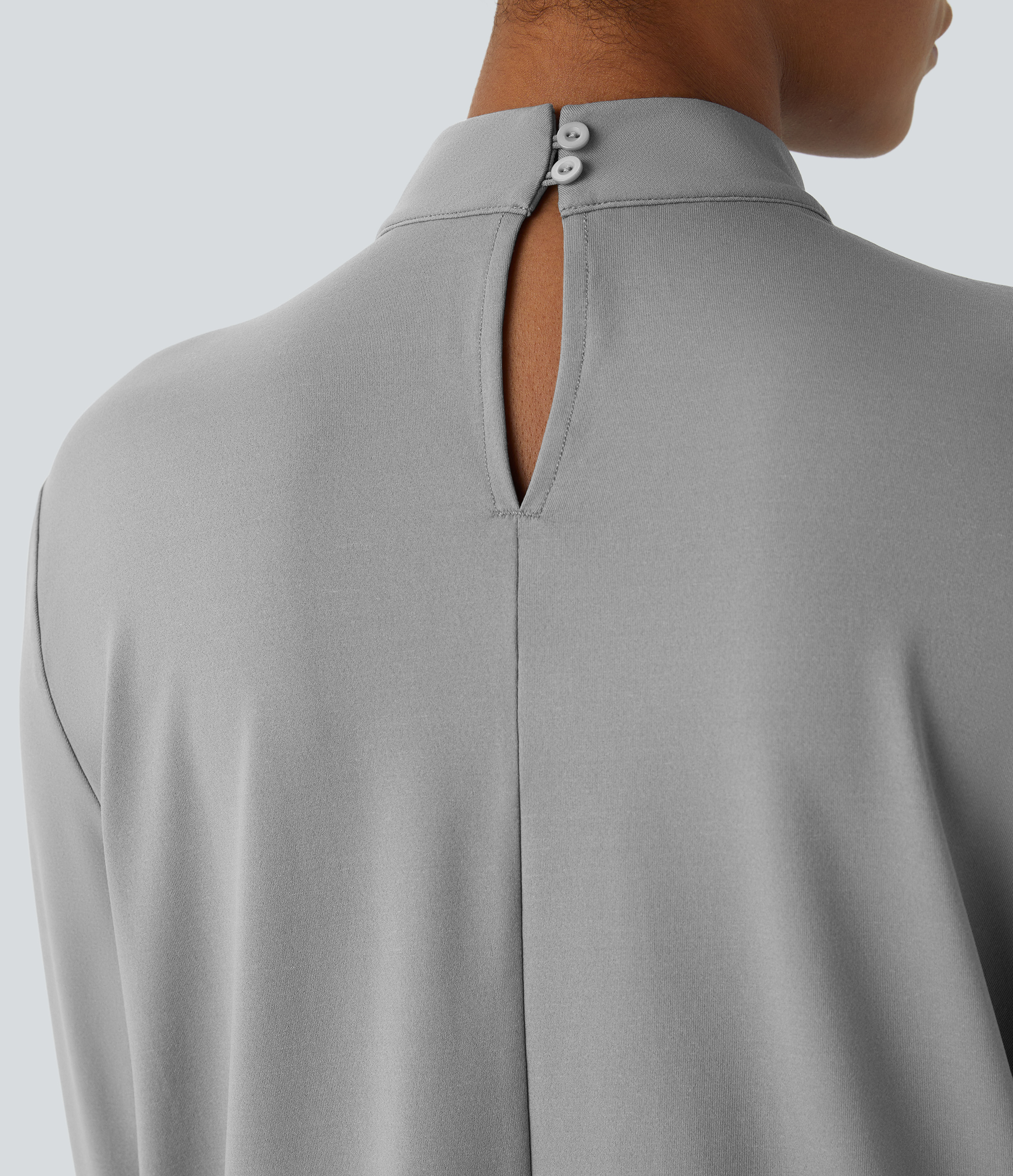 Women's Stand Collar Back Long Sleeve Work Blouse - Halara