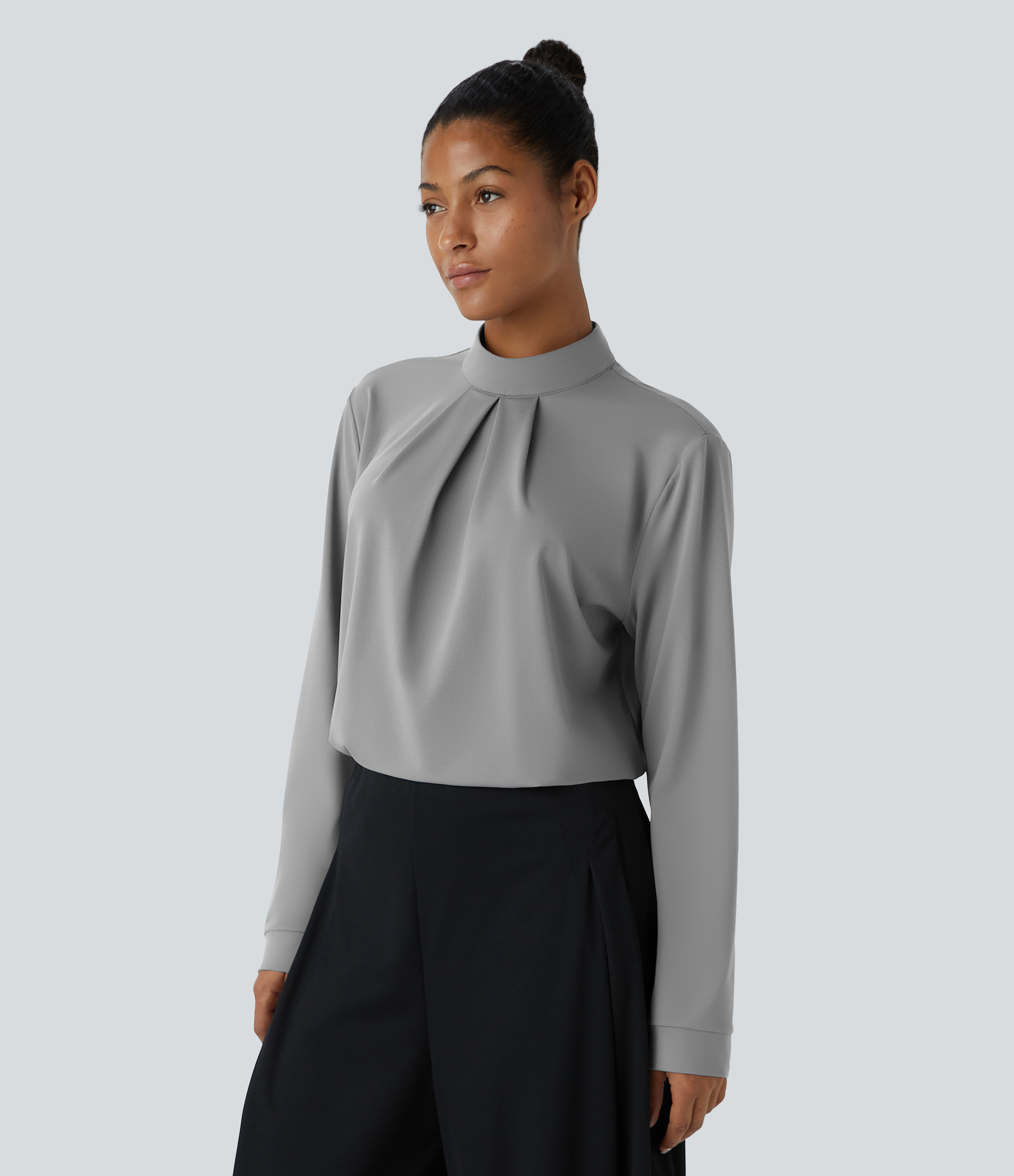 Chemisier de Travail à Col Montant et Manches Longues