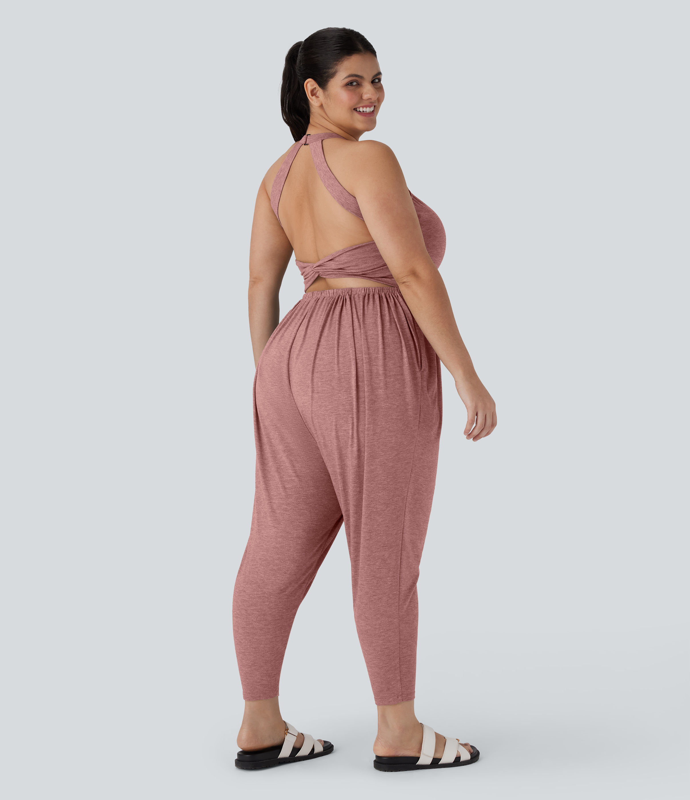 Women's Harem Casual Plus Size Jumpsuit with Pocket-Easy Peezy