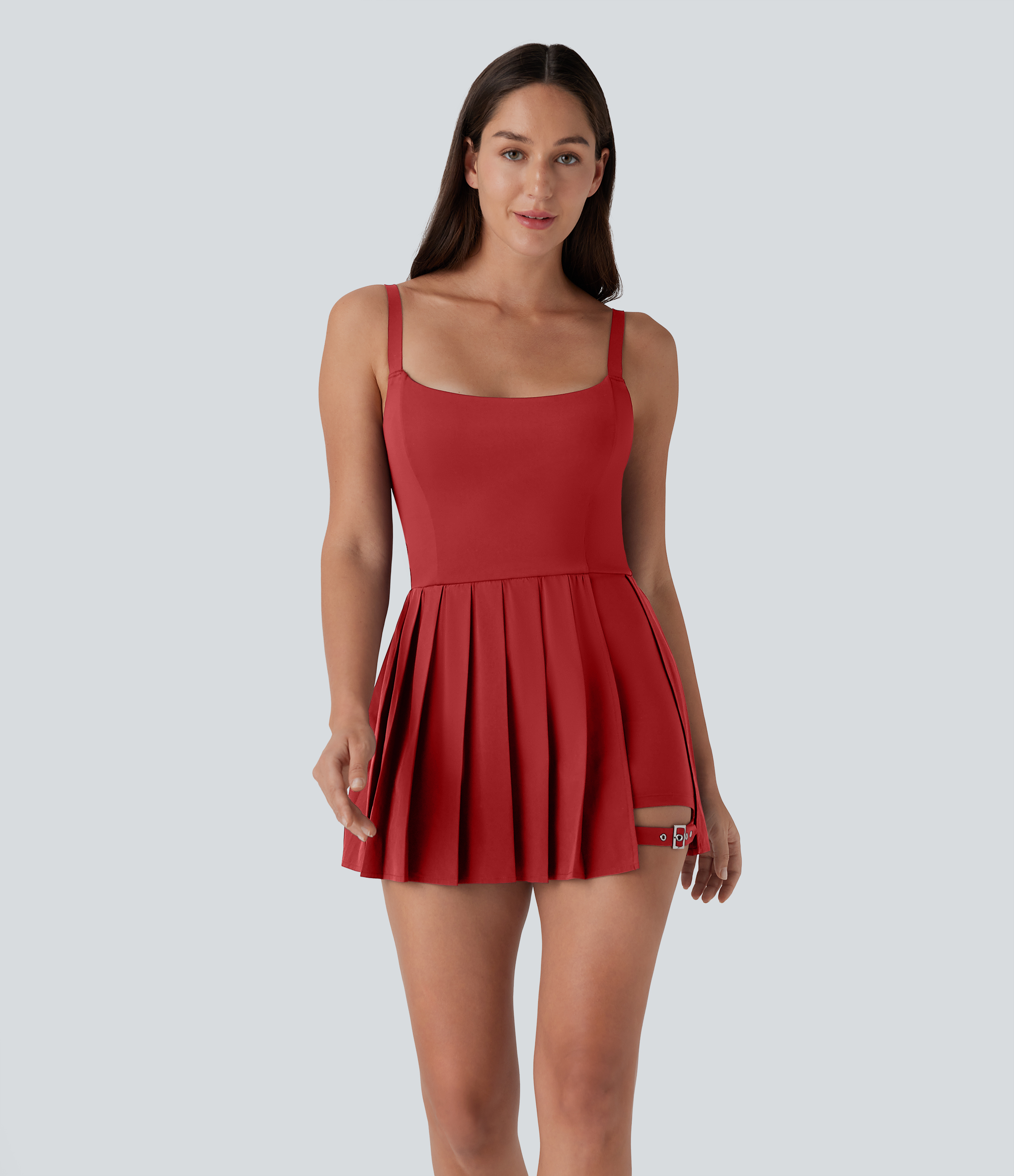 Breezeful™ Pleated Adjustable Buckle 2-in-1 Pocket Micro Mini Quick Dry Casual Slip Dress