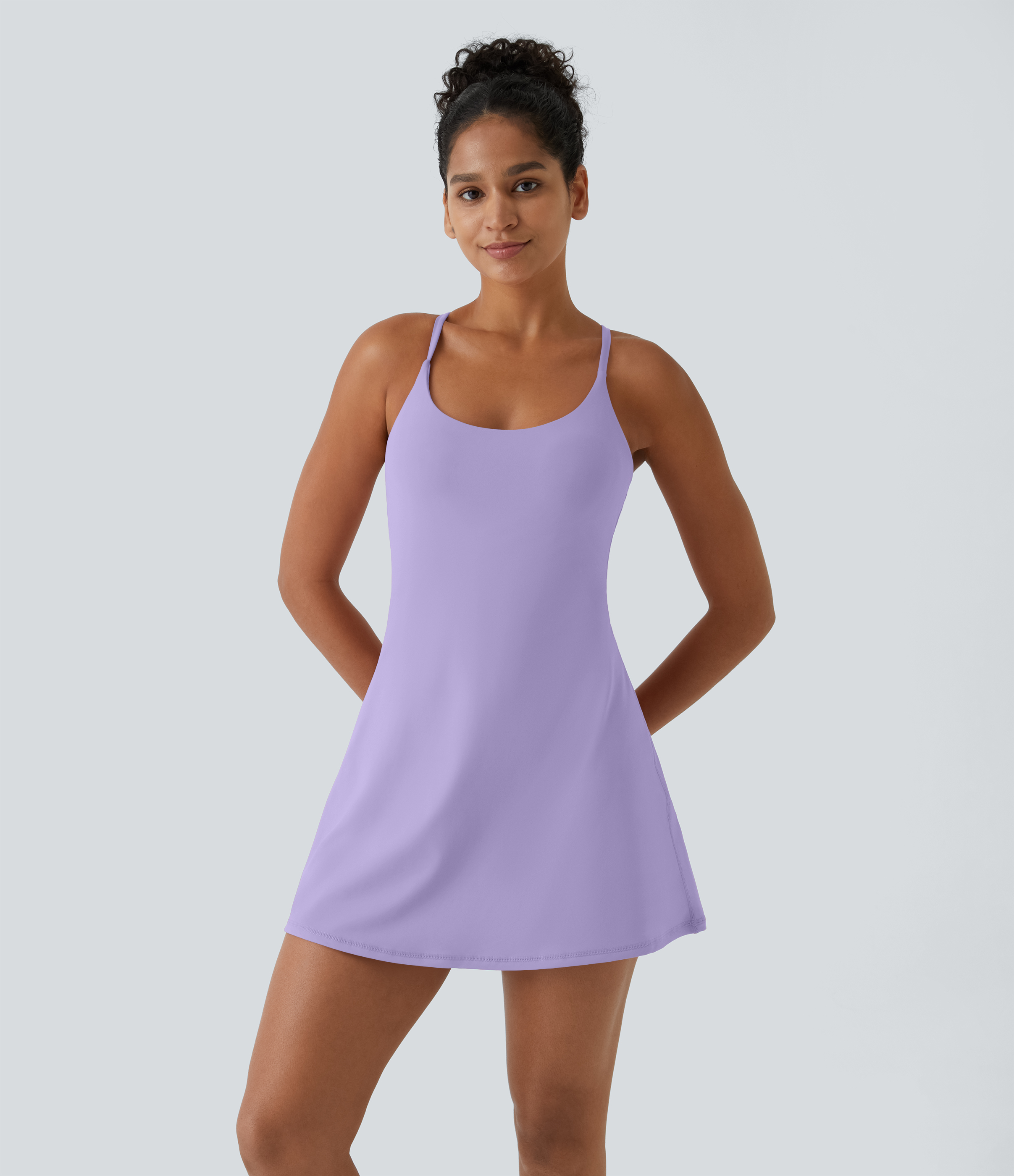 halara softlyzero plush backless active dress-easy peezy Edition Workout Dress - Tulip Purple Do not dry clean