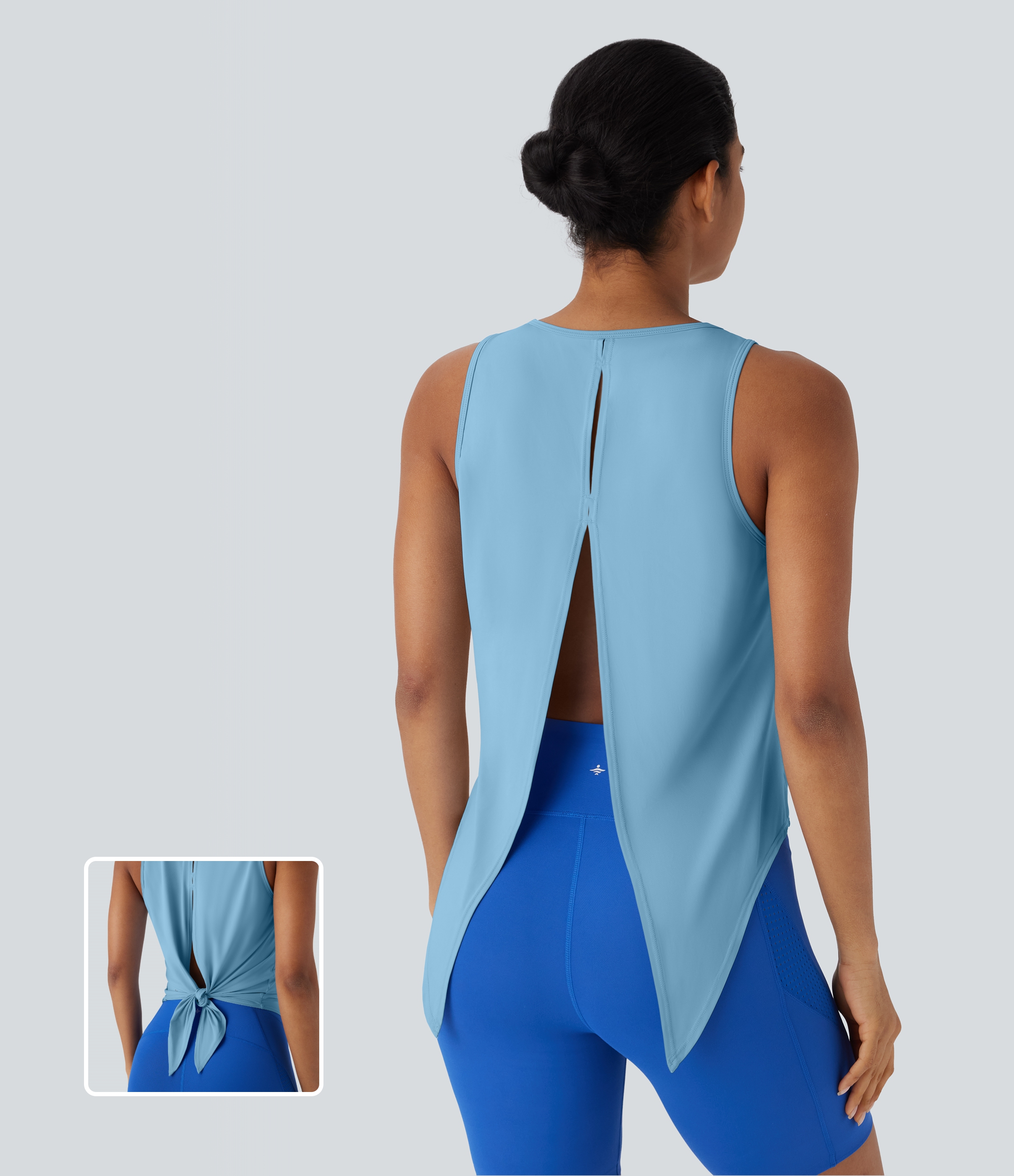 Sky Blue Camiseta tirante correr abertura espalda cierre lazo tacto fresco - UPF 50+ / 1