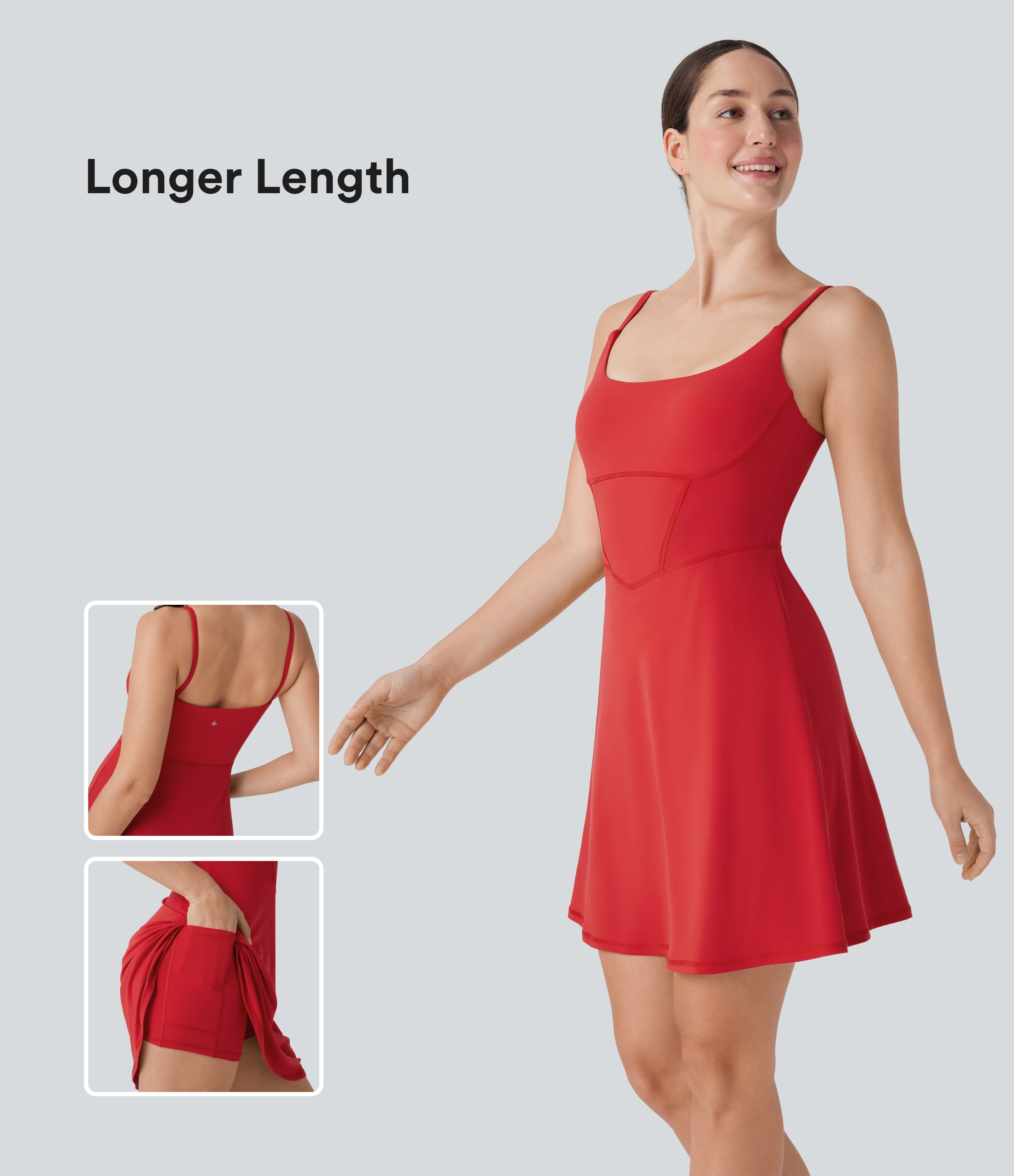 Vestido mini casual  2 en 1 Softlyzero™ con espalda descubierta, corsé y bolsillo lateral con largo extra