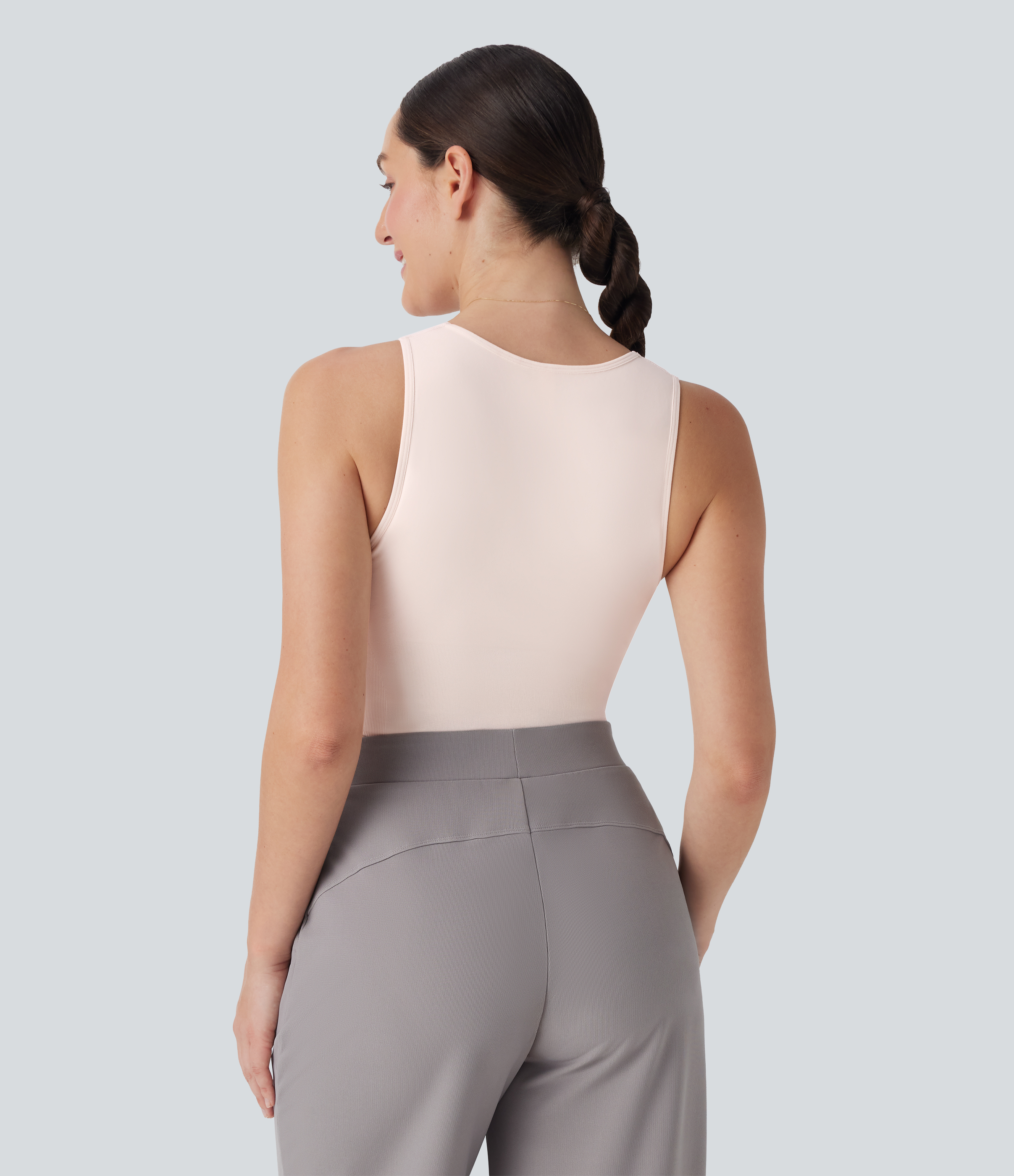 Sheer Pink Body de oficina moldeador sin mangas con cuello en V y suave al cuerpo - Edición Easy Peezy / 2