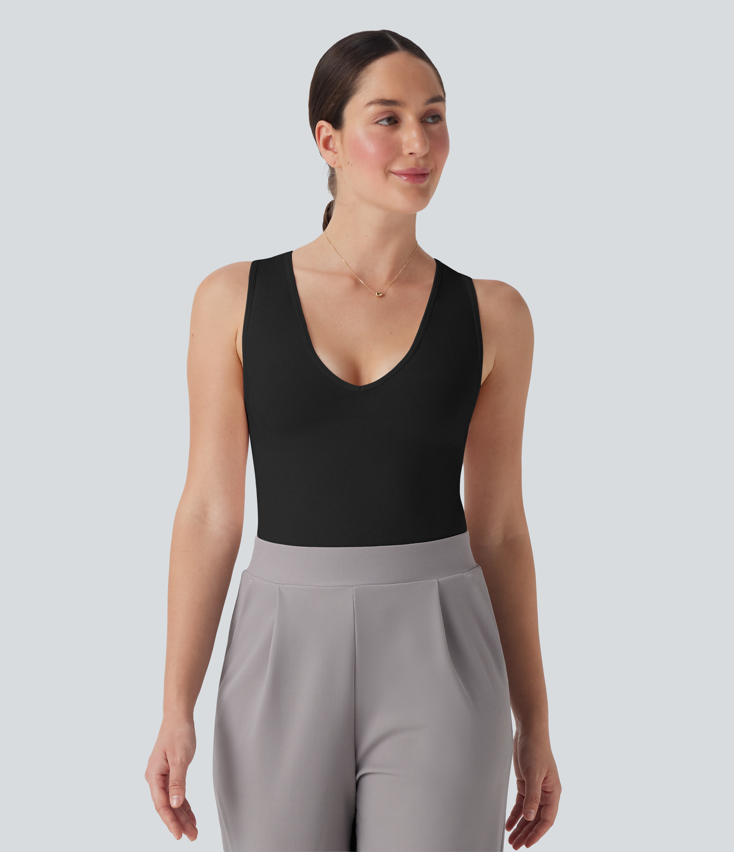 OneForm Seamless Flow V Neck Sleeveless Work Shapewear Bodysuit-Easy Peezy Edition