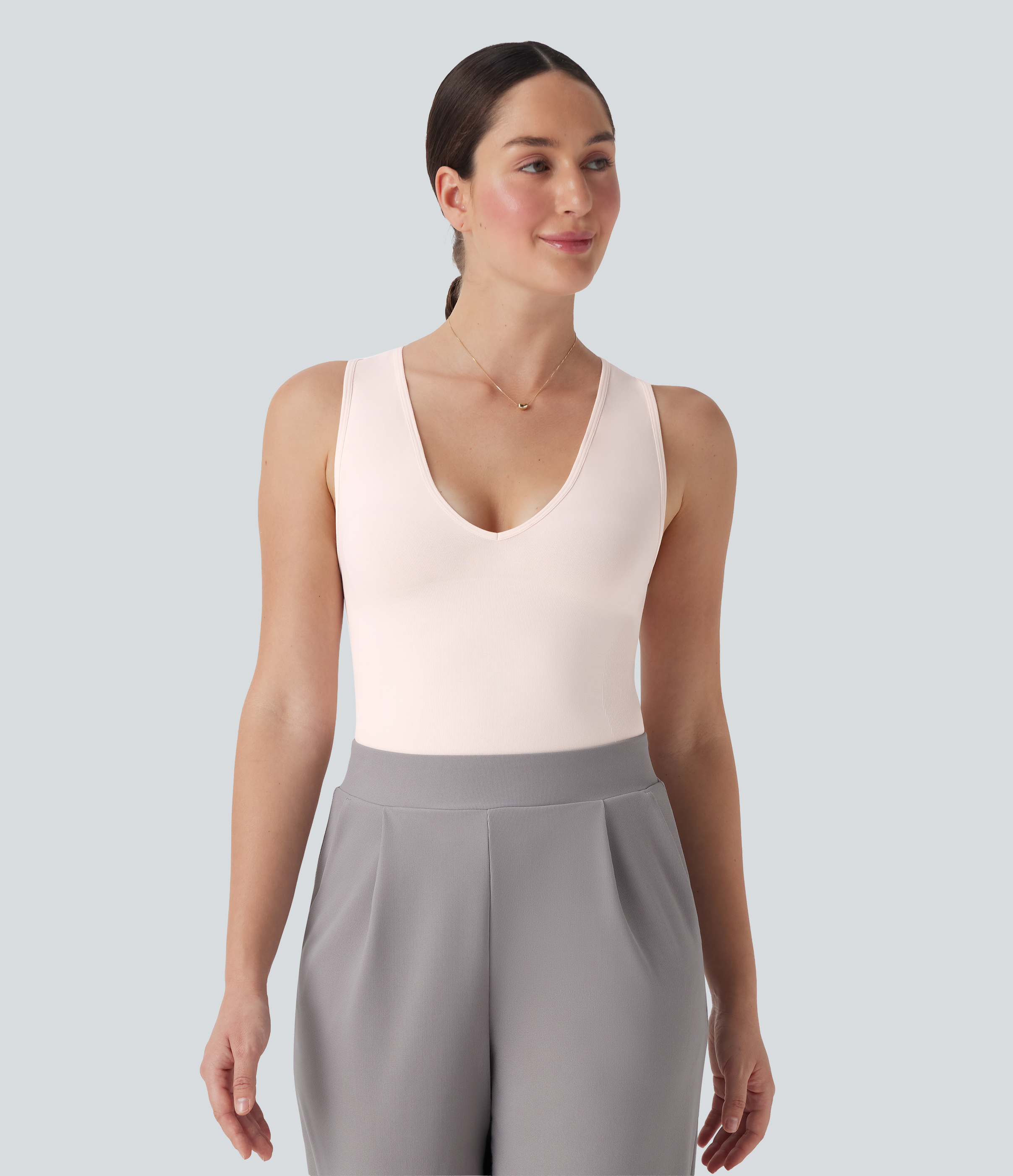 Combinaison de travail gainante col V sans manches sans couture OneForm Seamless Flow - Édition Easy Peasy