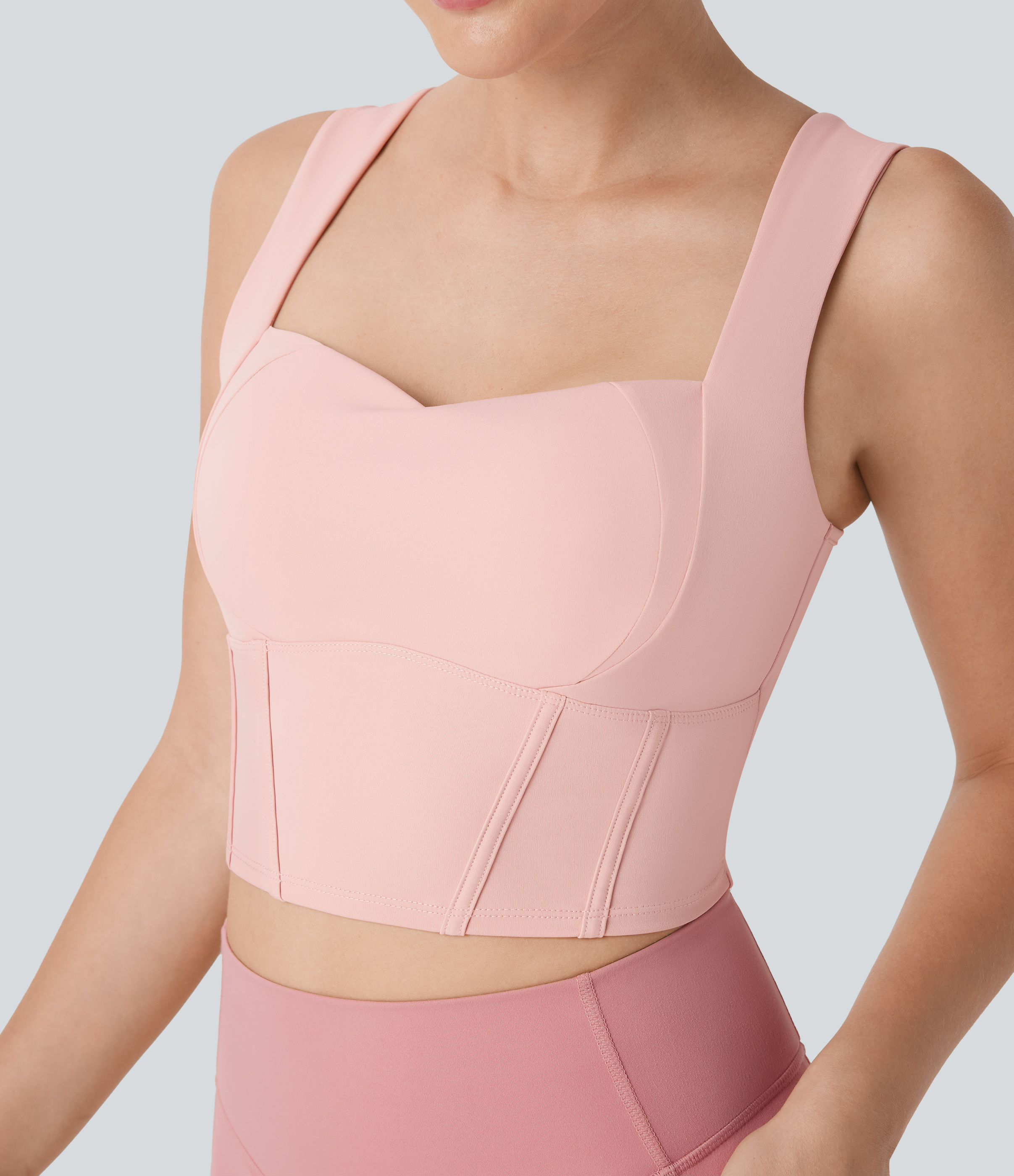 Short yoga sports top with a heart-shaped neckline