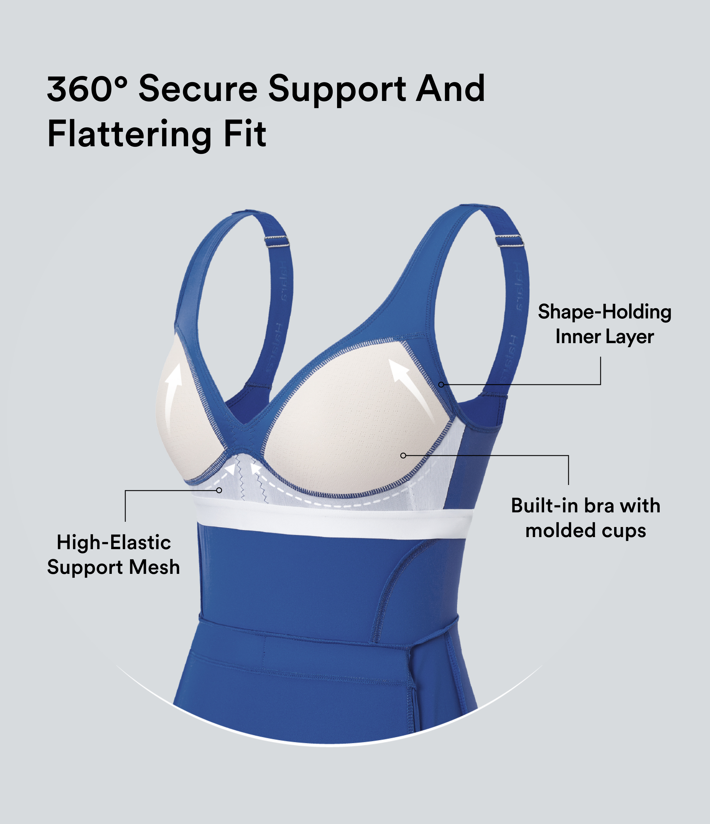 Beaucoup Blue Vestido deportivo de yoga 2 en 1 Softlyzero™ con copas moldeadas, tirantes ajustables, espalda descubierta y bolsillos - Easy Peezy / 2