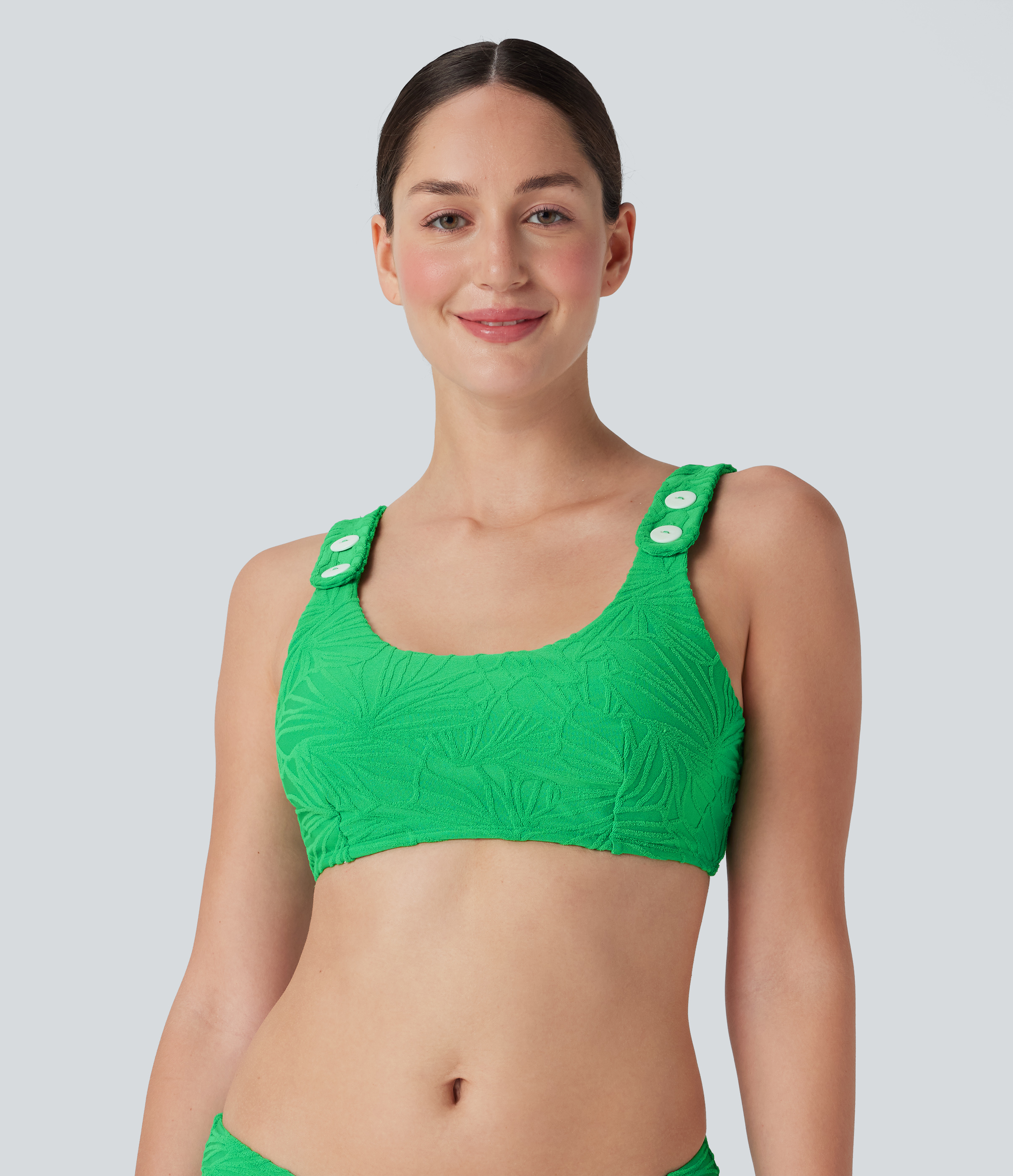 Adjustable Strap Texture Bikini Top Swimsuit