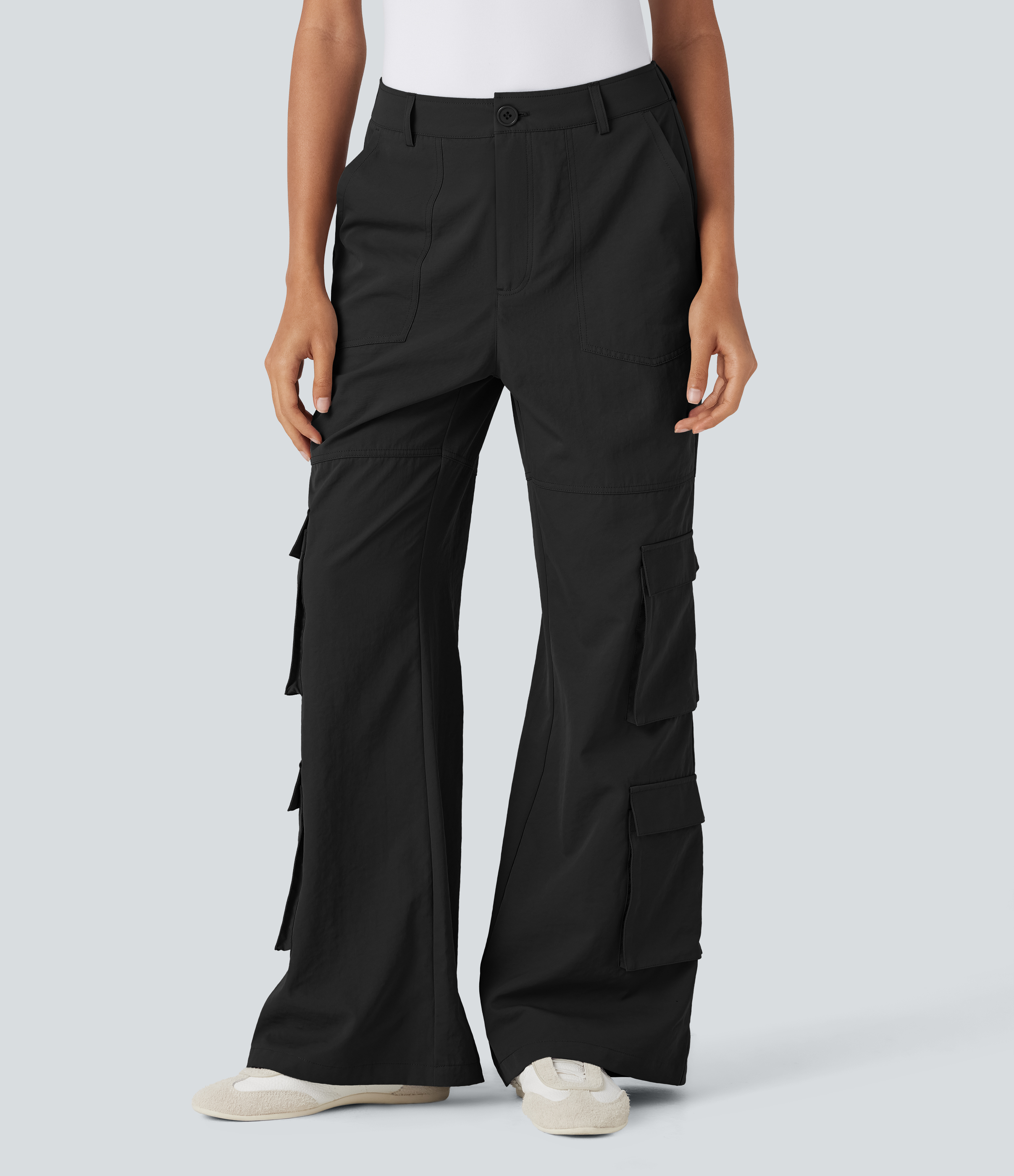 Mid Rise Casual Cargo Pants with Pockets