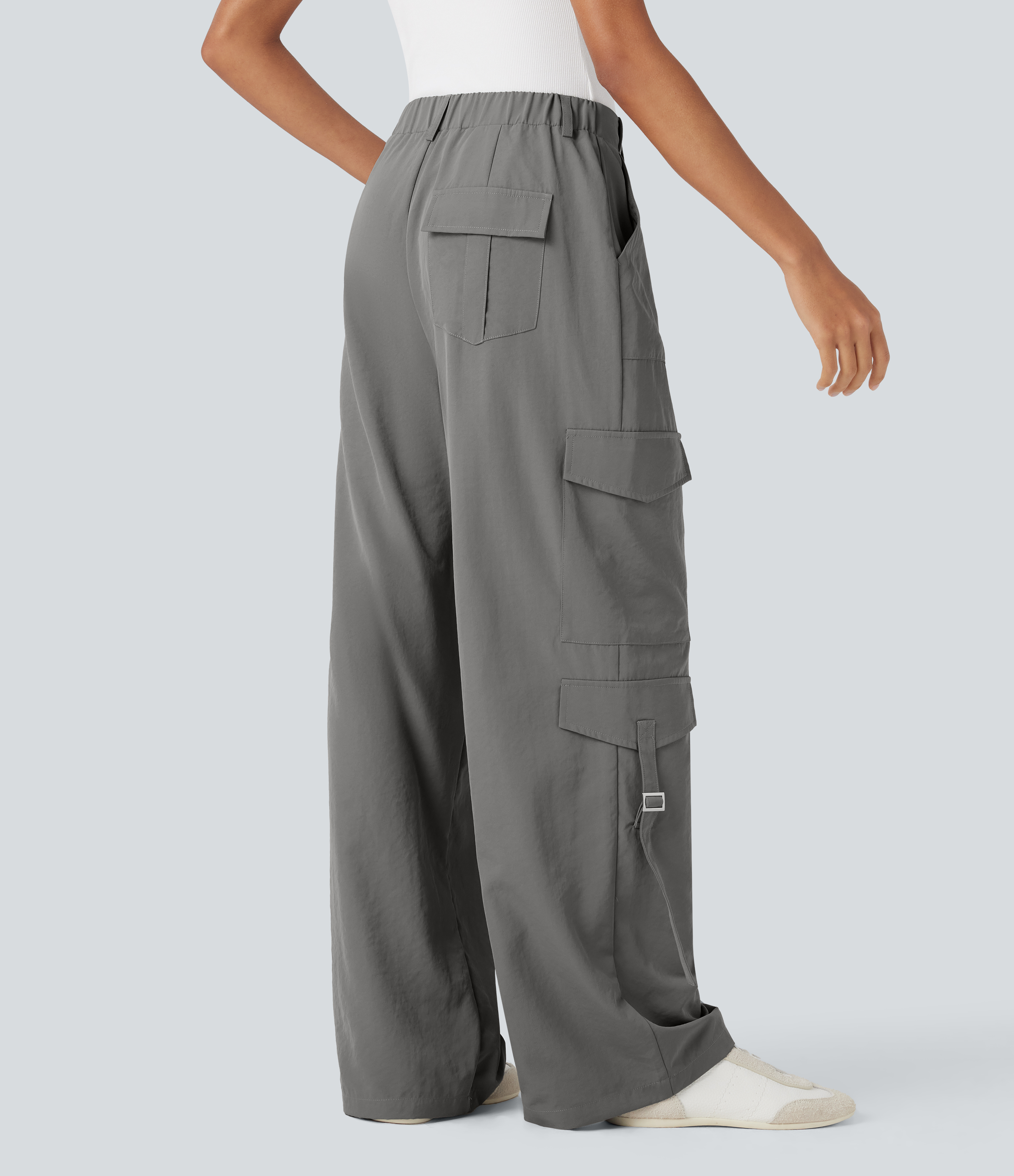 Brushed Nickel Hochsitzende Reise-Cargohose mit Taschen / 2