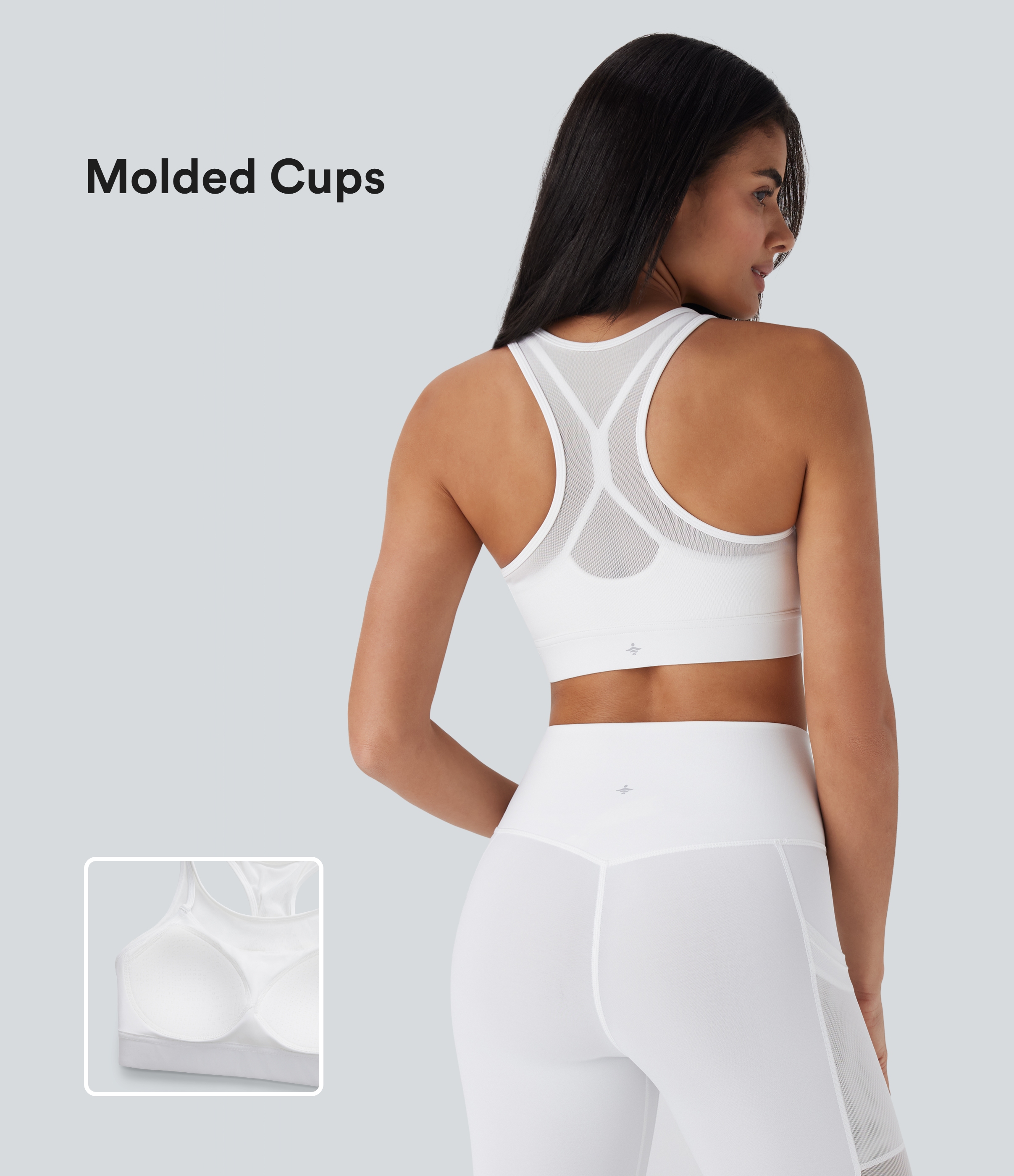 Sujetador deportivo SpeedWave™ de secado rápido de sujeción media con espalda racerback y malla en contraste en copas A-C