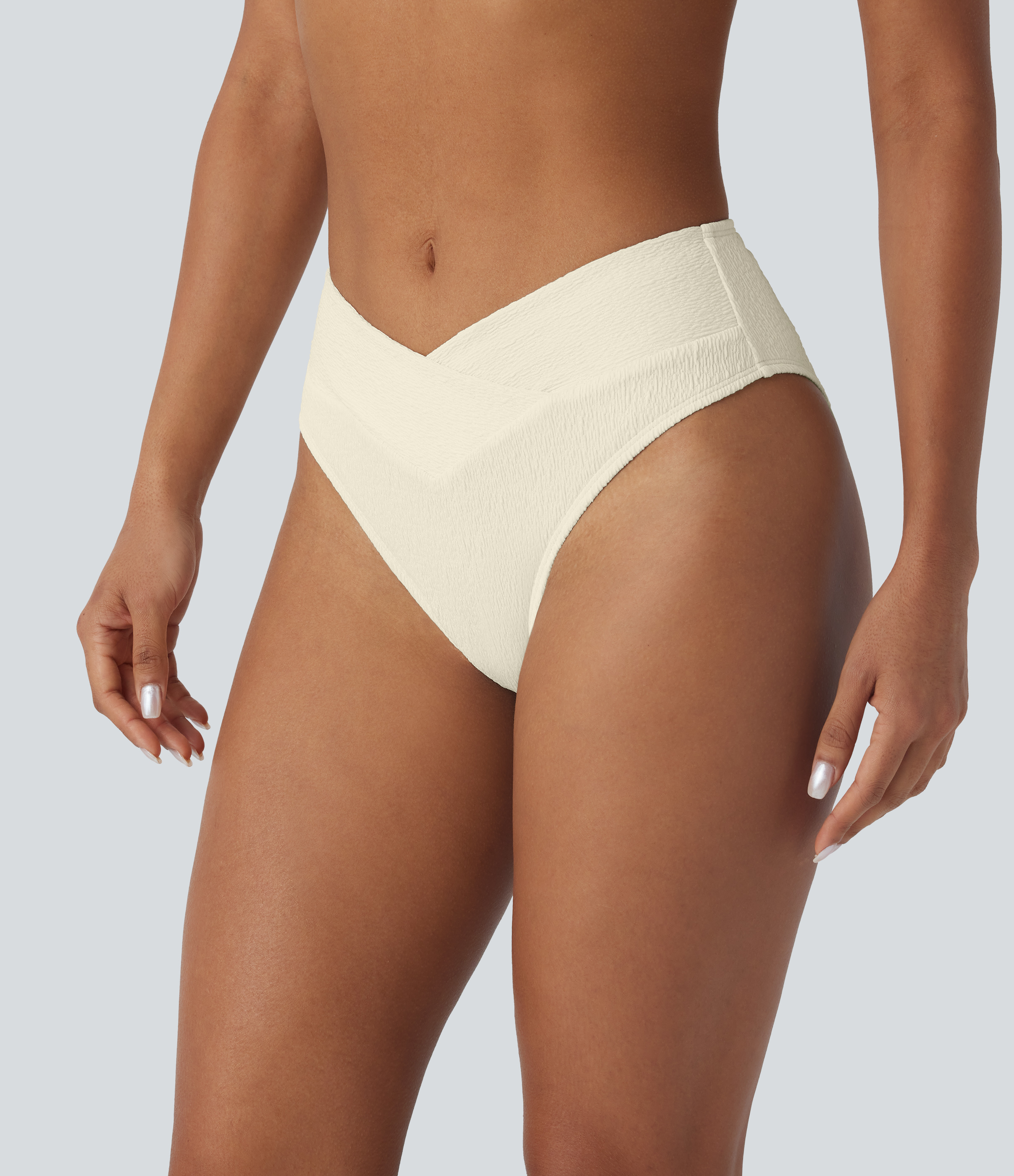 Crossover Texture Bikini Bottom Swimsuit