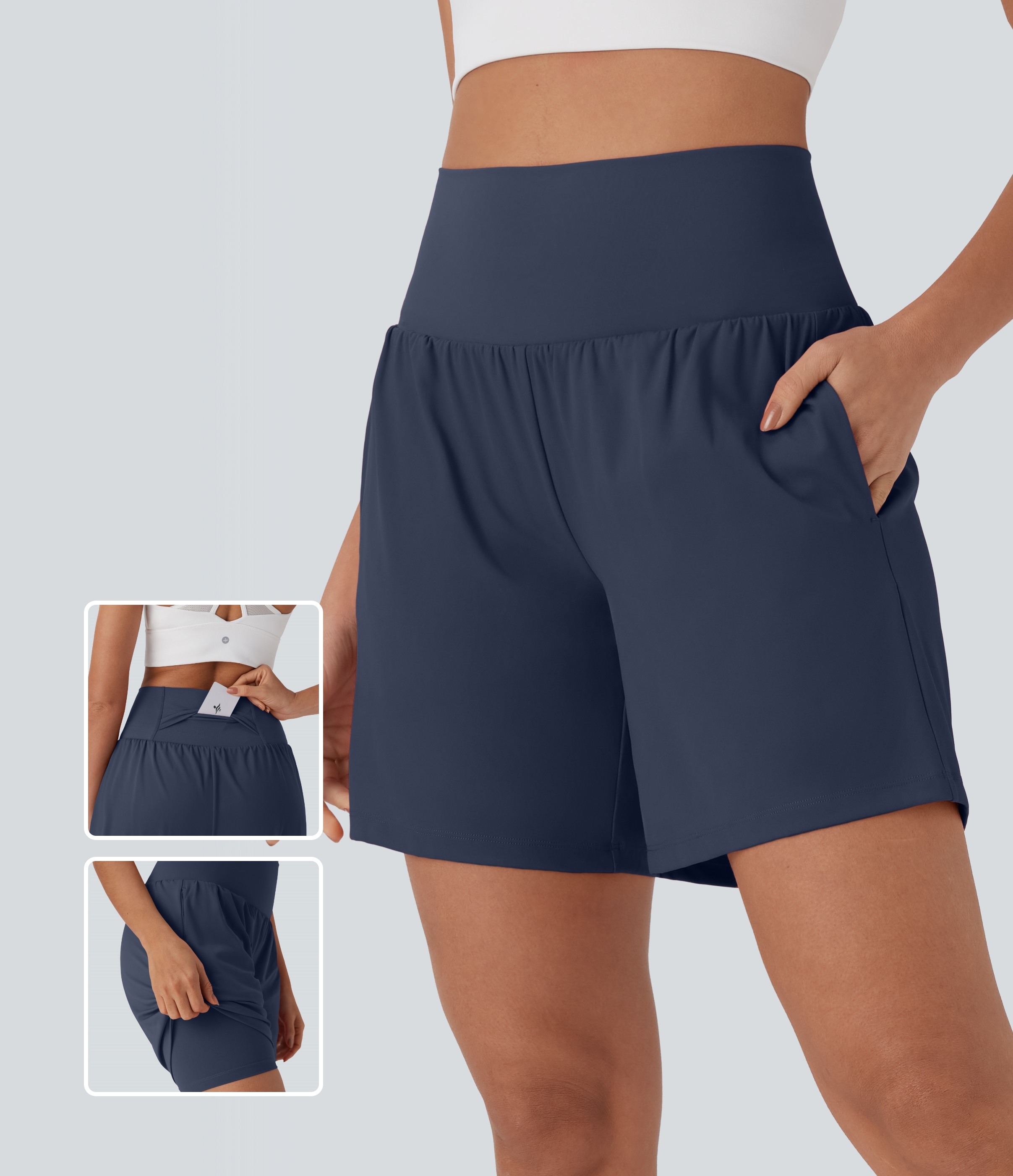 SoftlyZero™ Airy Super High Waisted 2-in-1 Cool Touch Yoga Shorts 7" with Pockets