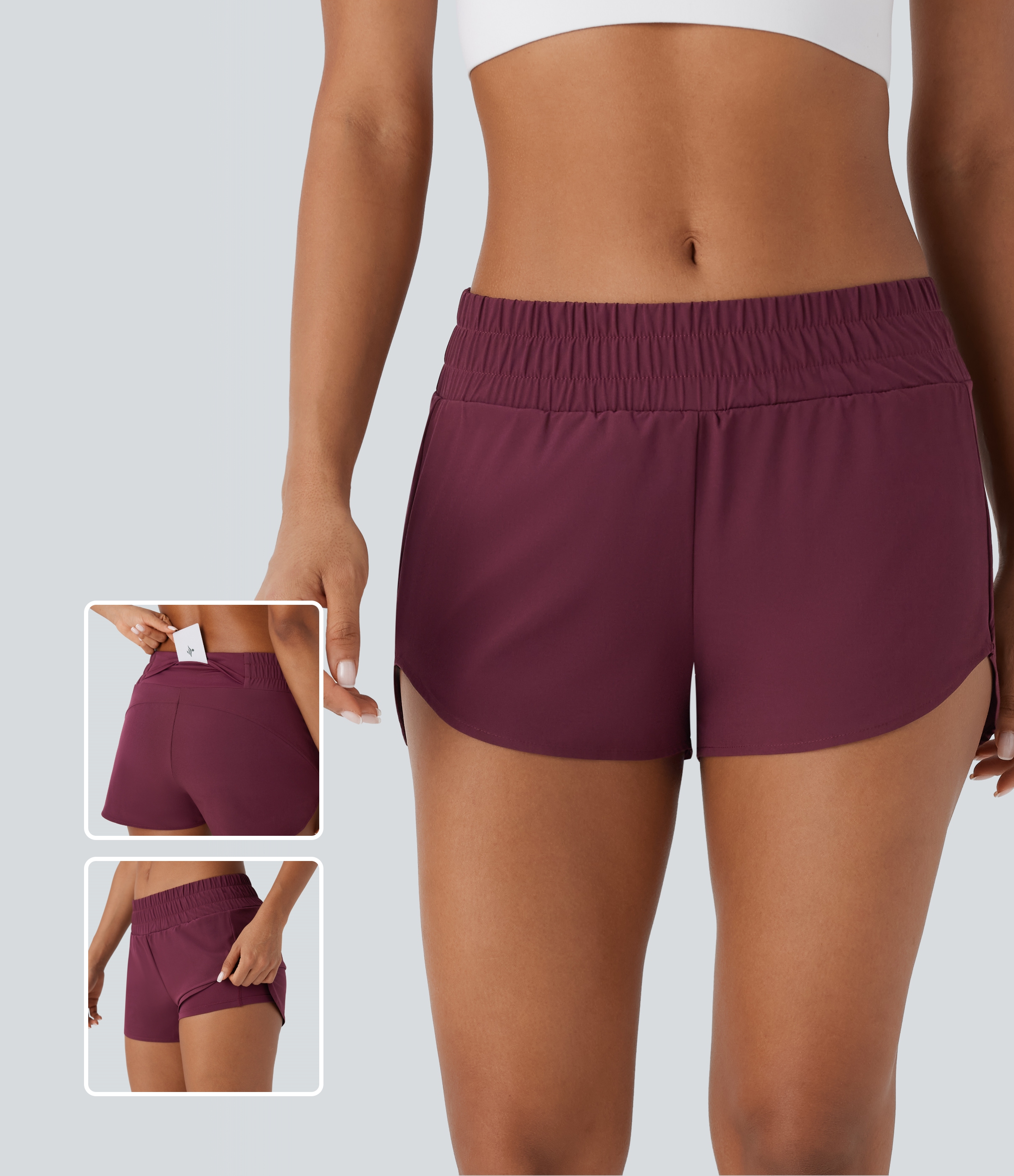 Breezeful™ Low Rise Pockets 2-in-1 Curved Hem Quick Dry Running Shorts 2.5''