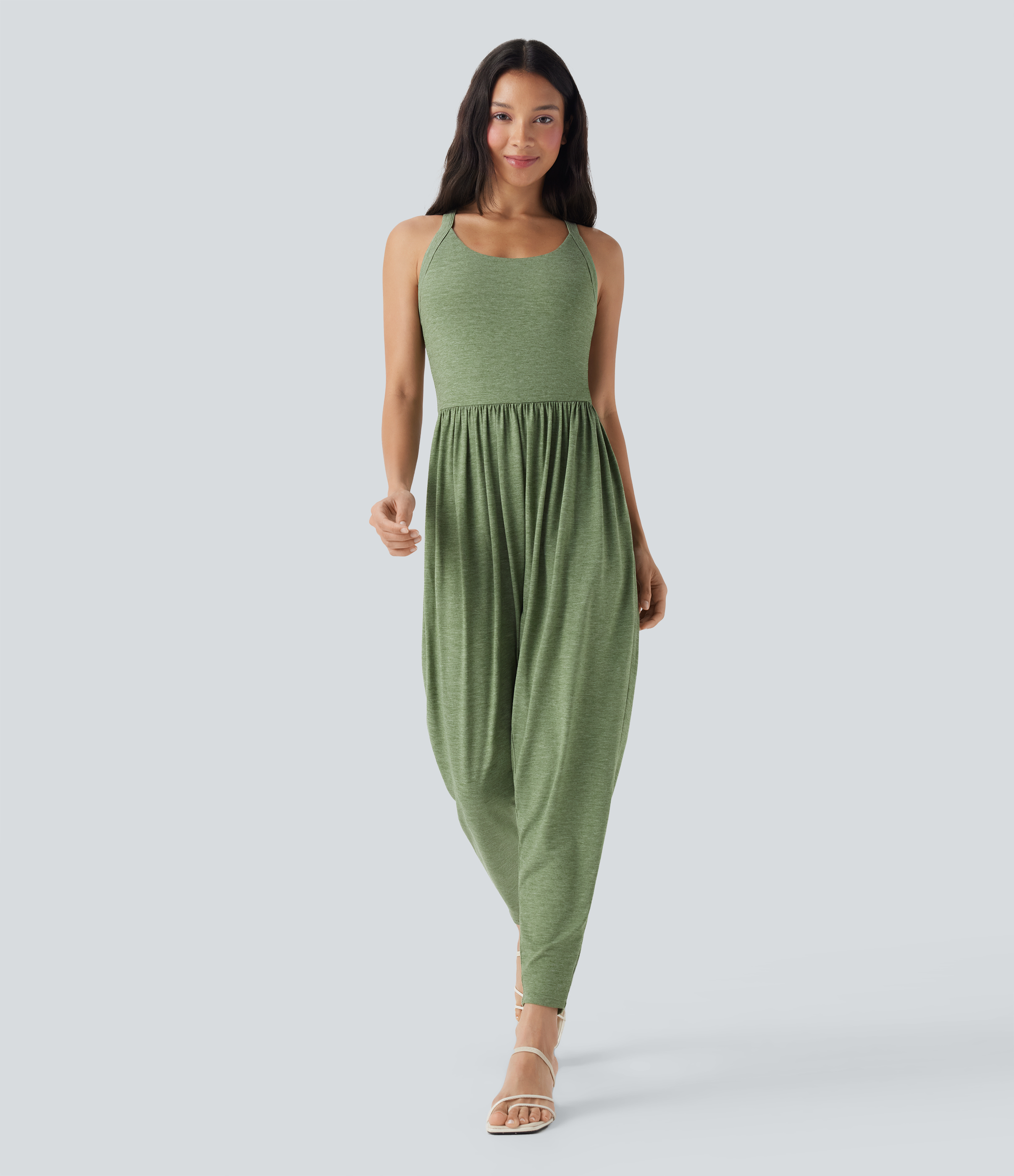 Built-in Bra Harem Casual Jumpsuit with Pockets-Easy Peezy Edition
