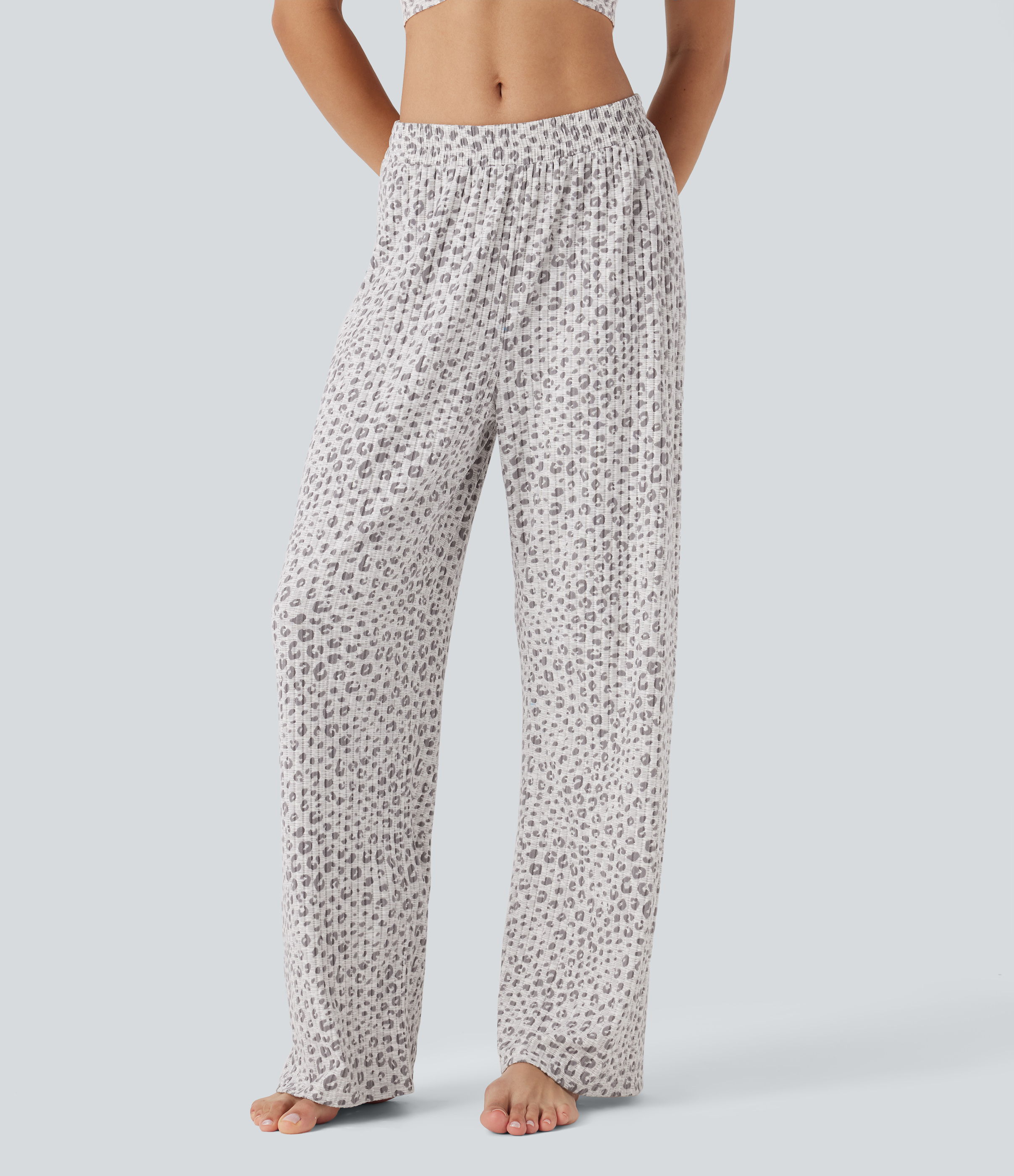 DESIGN - Pantalon de tailleur en jersey ultra évasé à imprimé