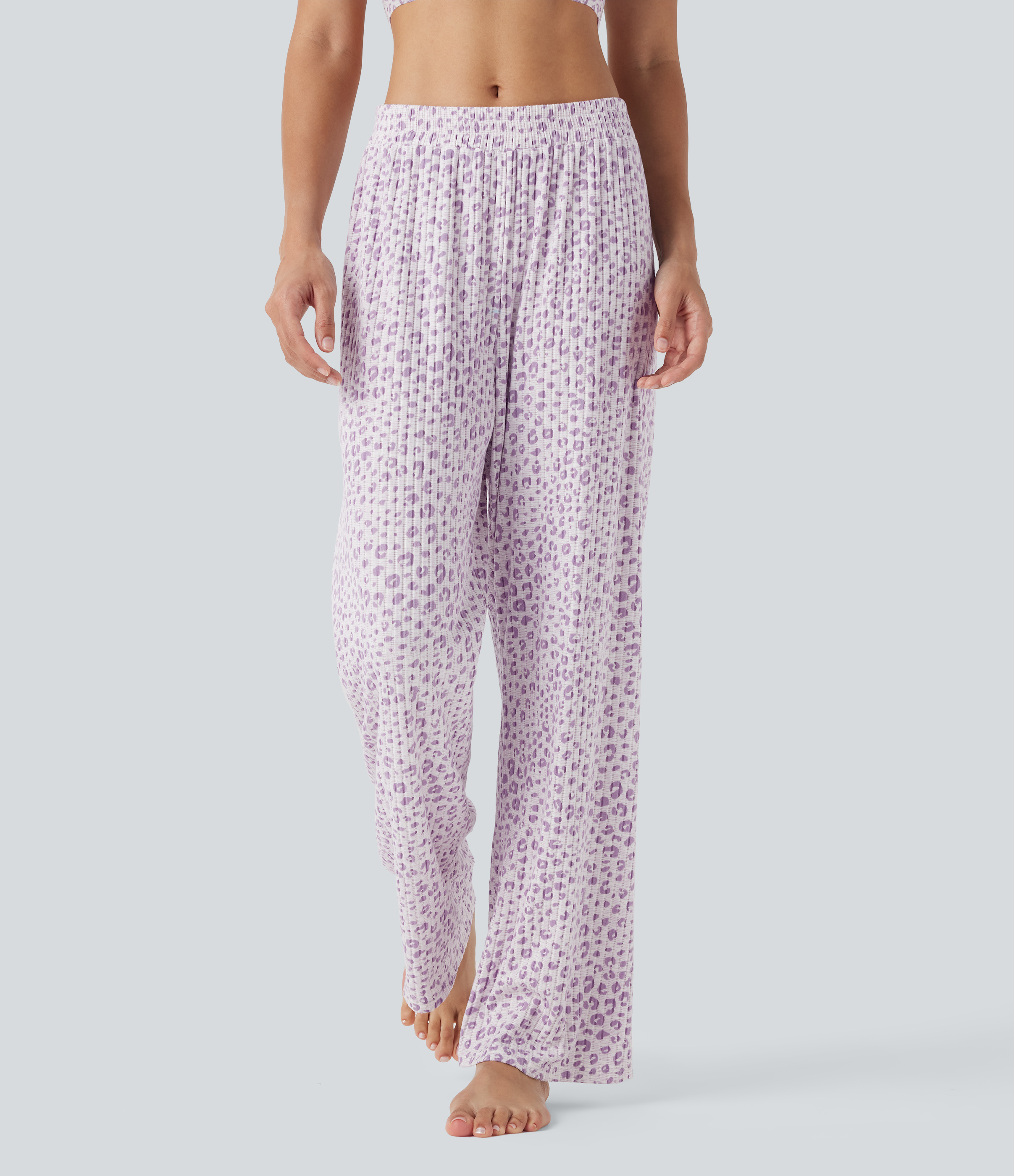 Pantalón con estampado de leopardo de tiro alto y pierna ancha