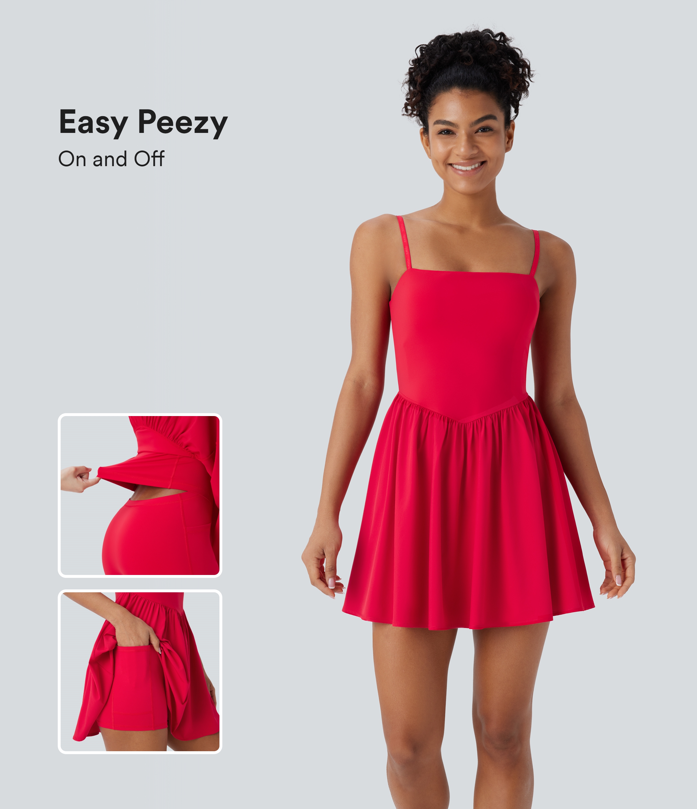 Breezeful™ Rückenfreies 2-in-1-Schnelltrocknendes Mini-Yoga-Aktivkleid mit Seitentaschen – Easy Peezy Edition