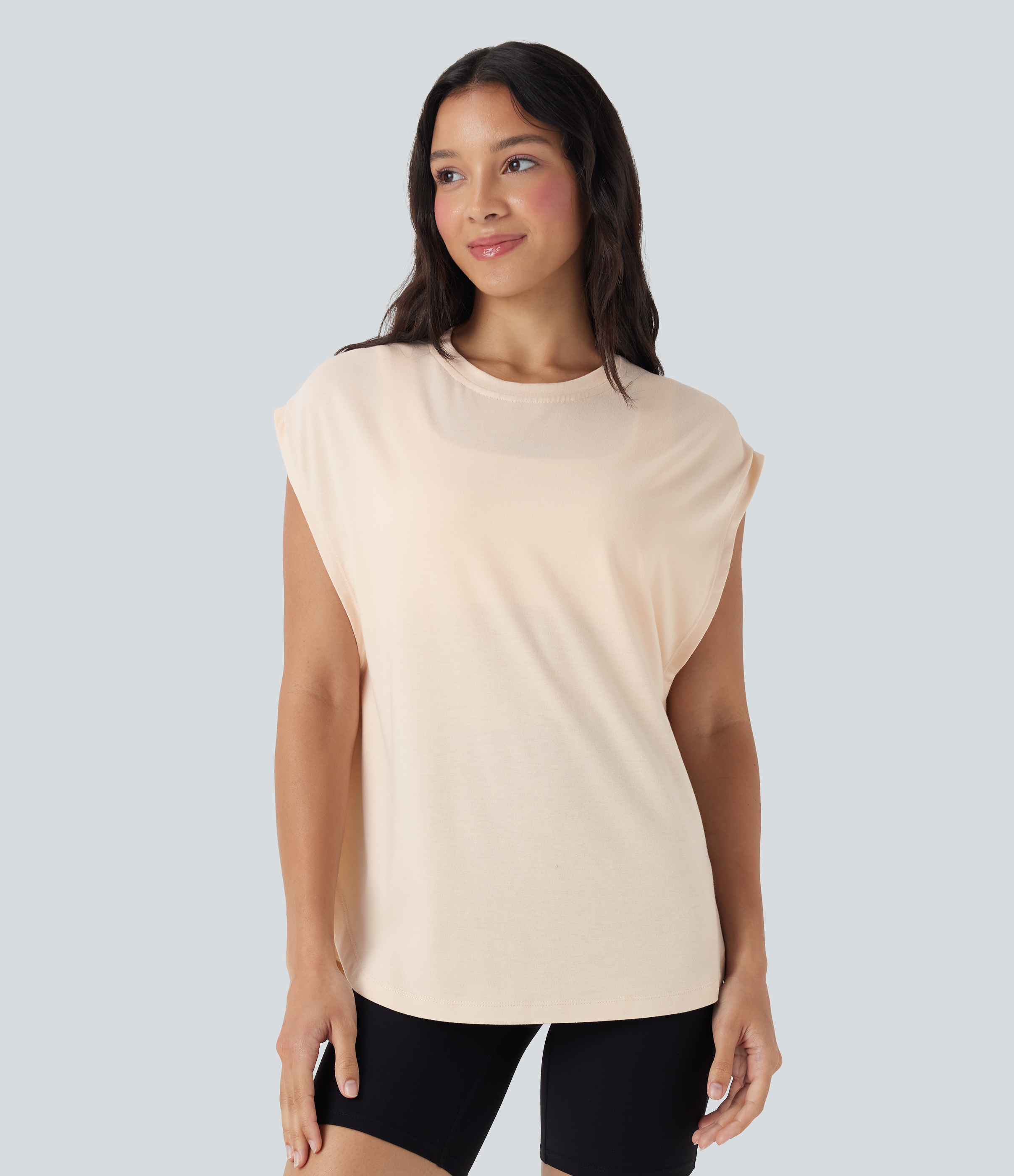 White Smoke Schulterfreies Yoga-Sport-Top mit geschwungenem Saum / 2