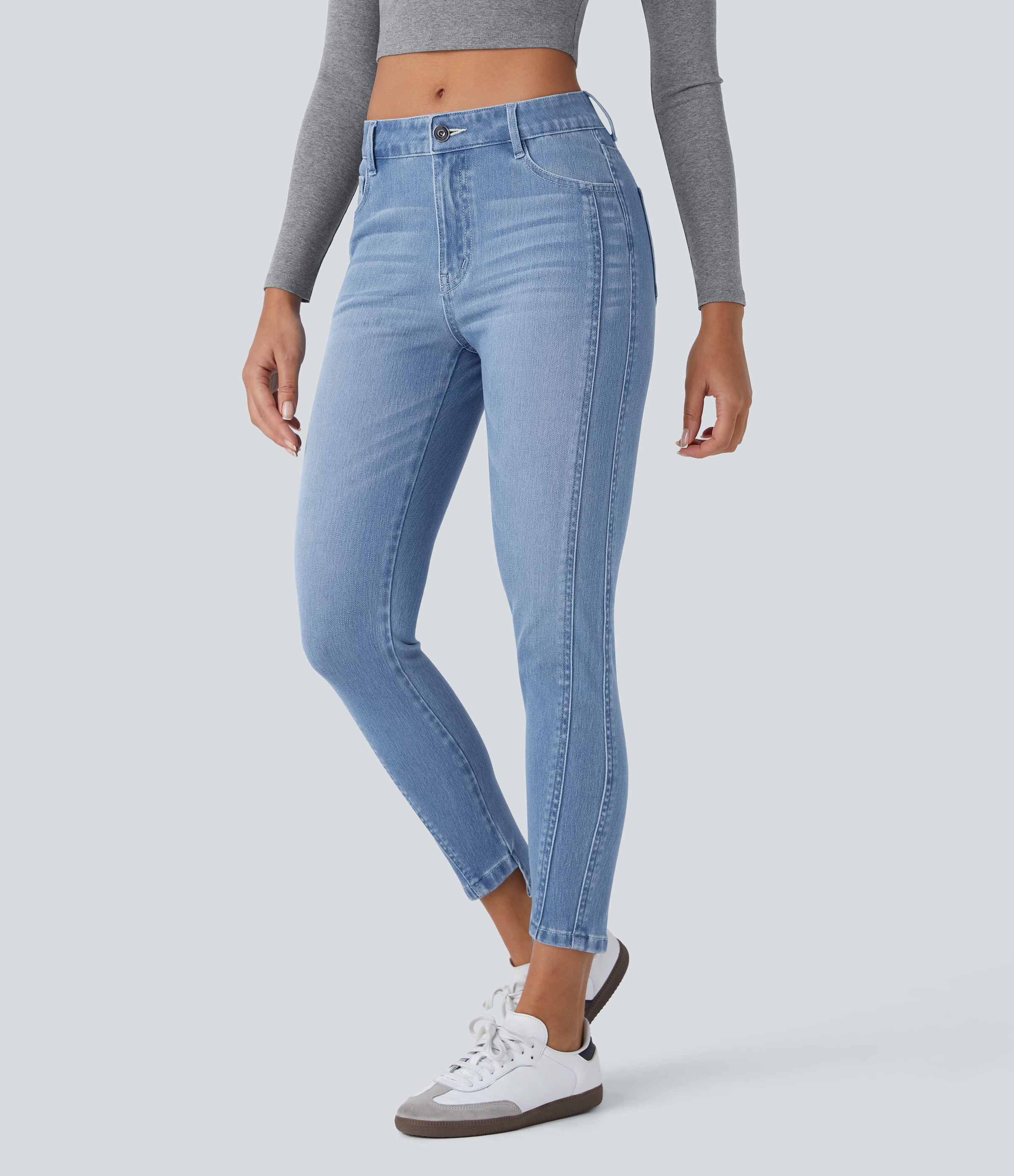 Jeans Skinny Femme Perises Taille 40 - Coupe 7/8 Taille Haute Bleu Décontracté