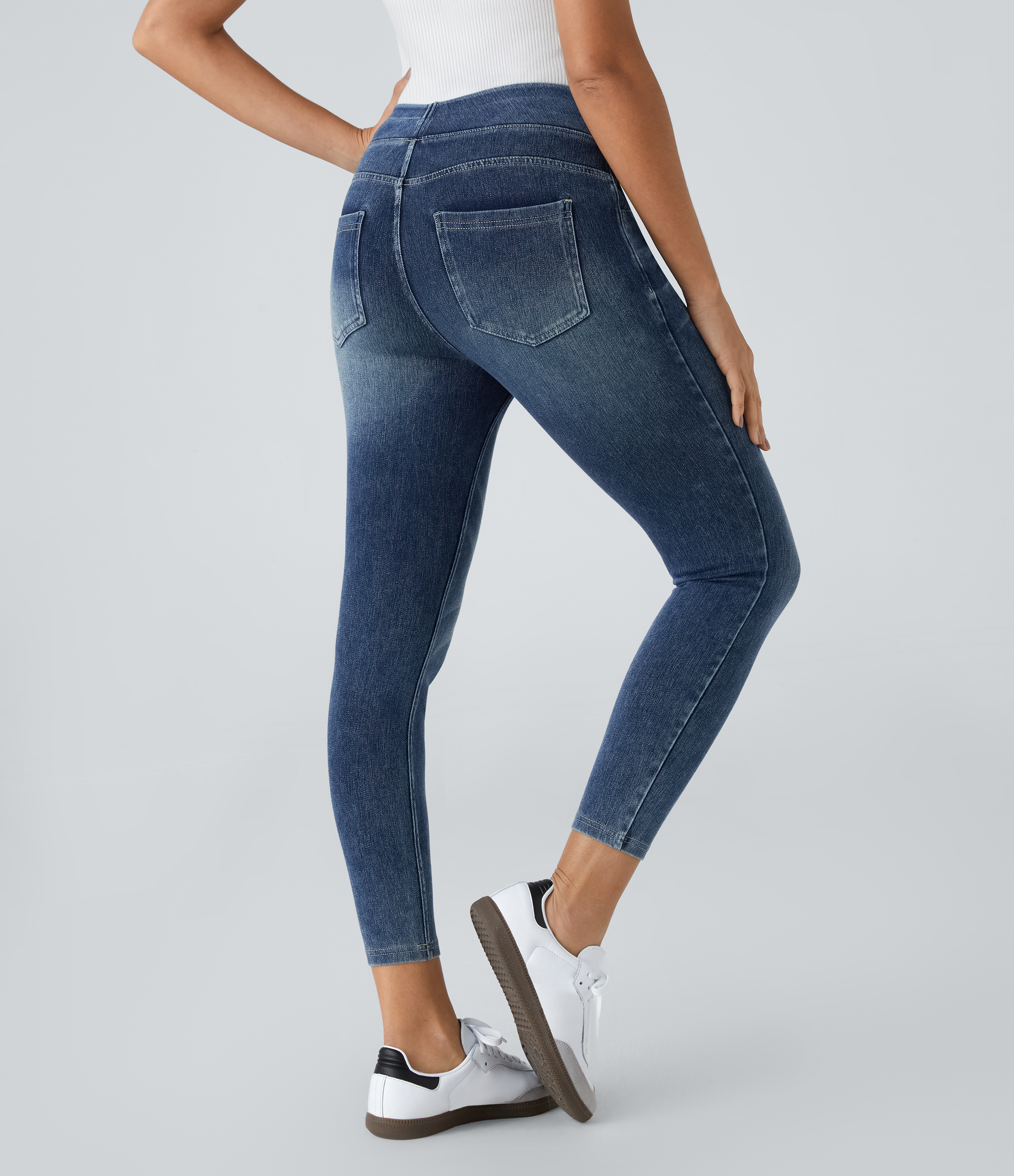 Royal Blue Denim Halara Flex™ ハイウエスト マルチポケット ストレッチニットデニム カジュアルレギンス / 2