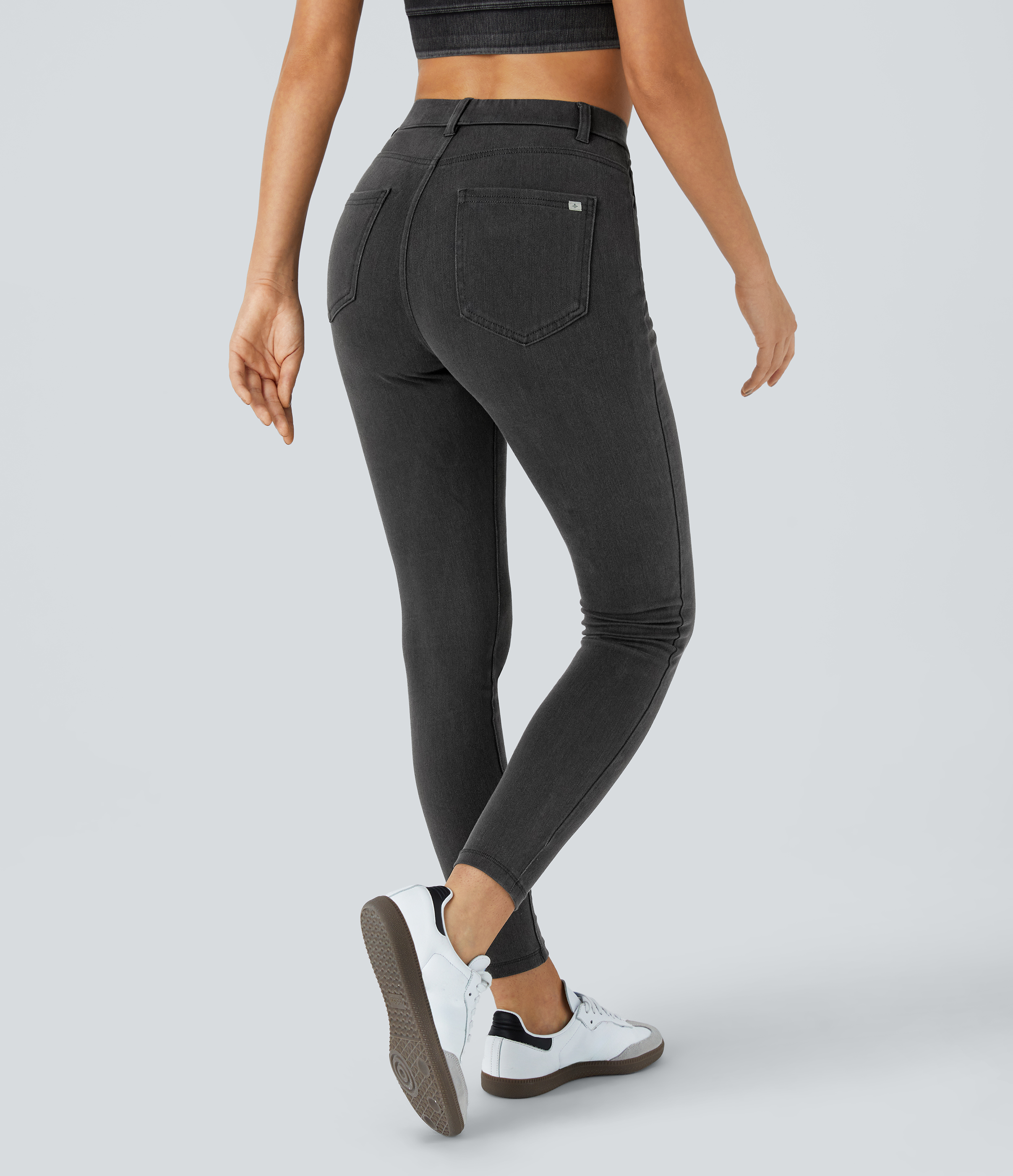 Hemp Black Denim Halara Flex™ High Waisted Pockets Denim Work Leggings / 2