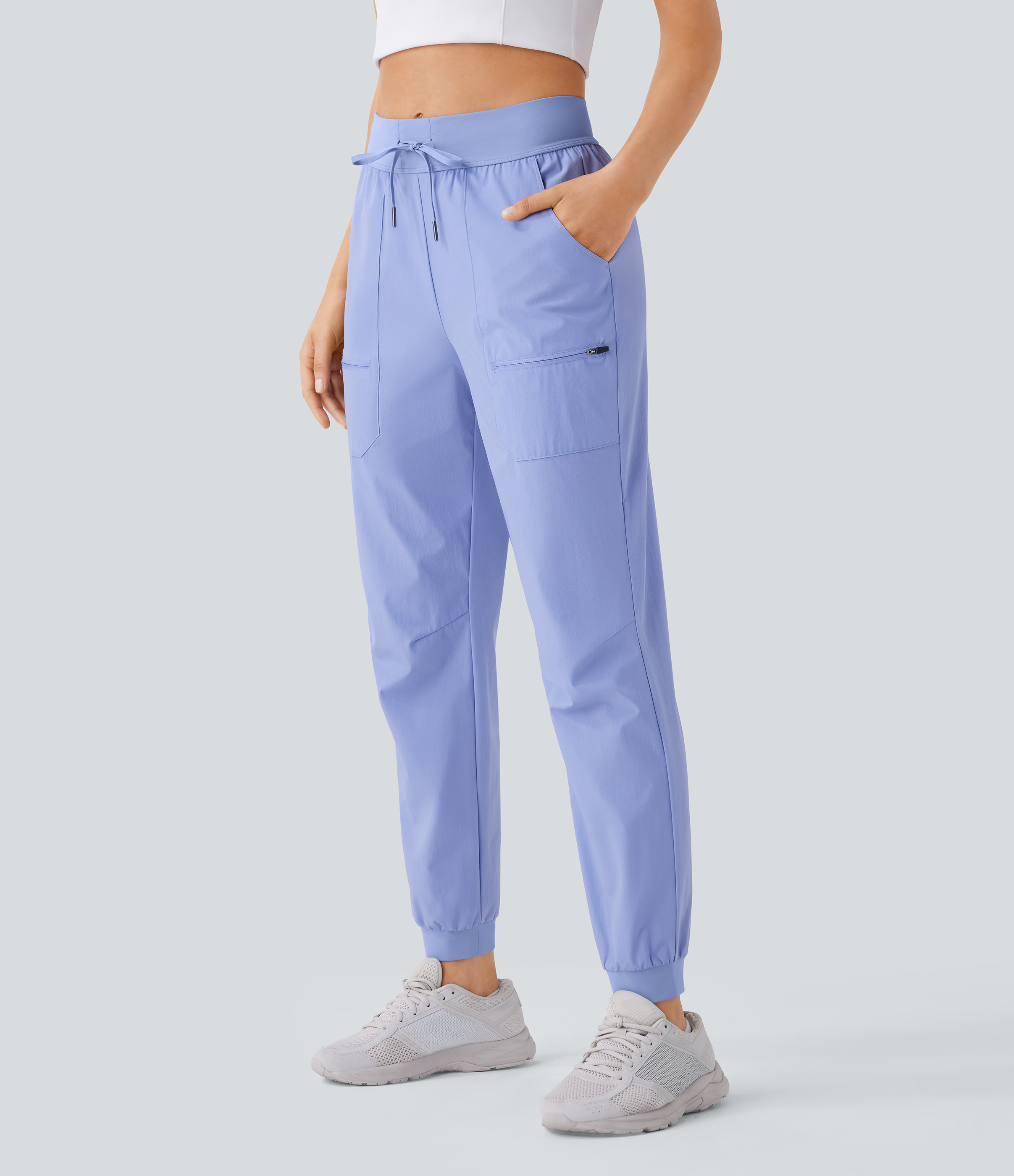 Water Repellent Wear-Resistant Mid Rise Drawstring Pockets Hiking Pile Joggers