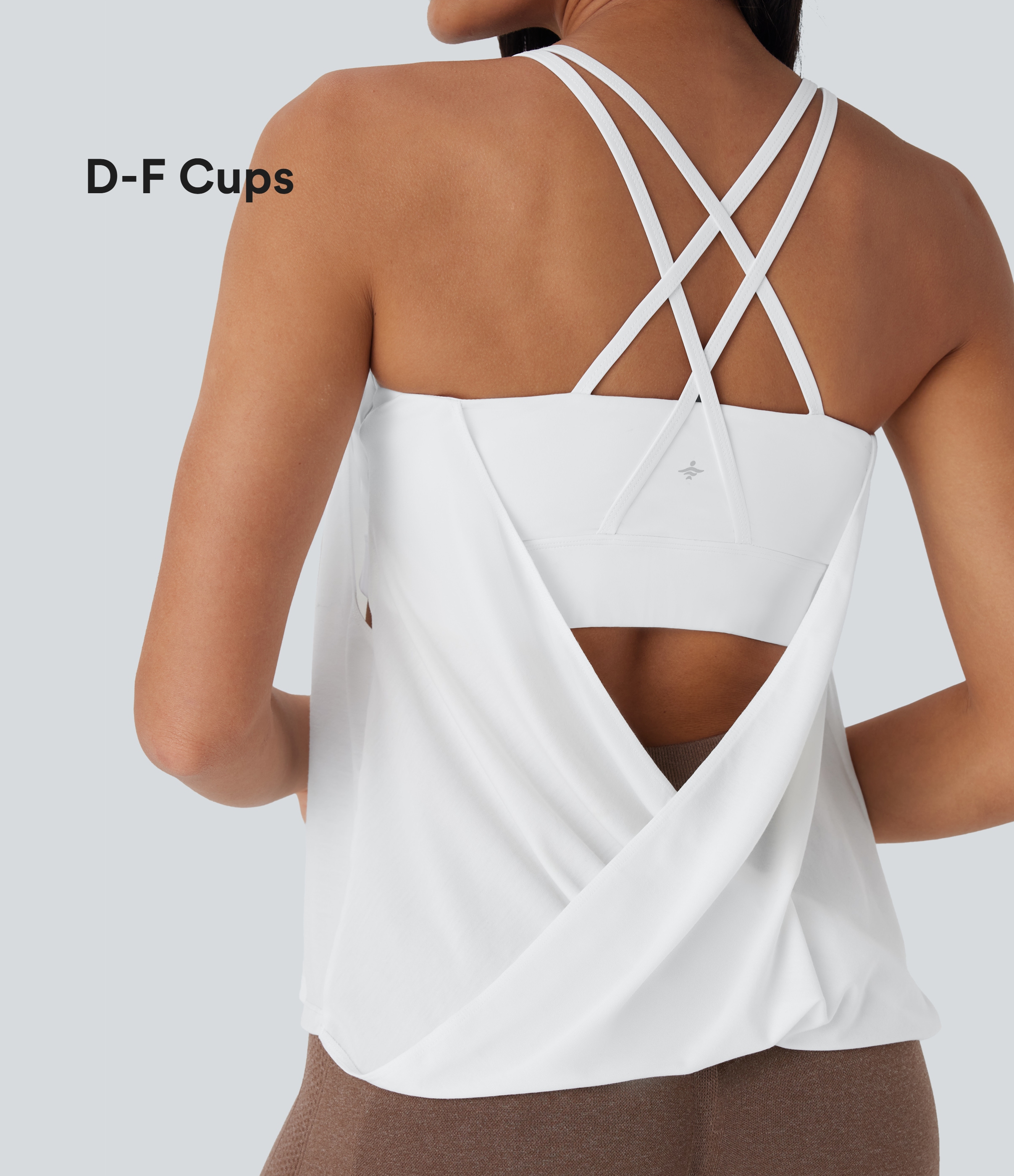 Double Straps Pleated Quick Dry Yoga Cami Top D-F Cups