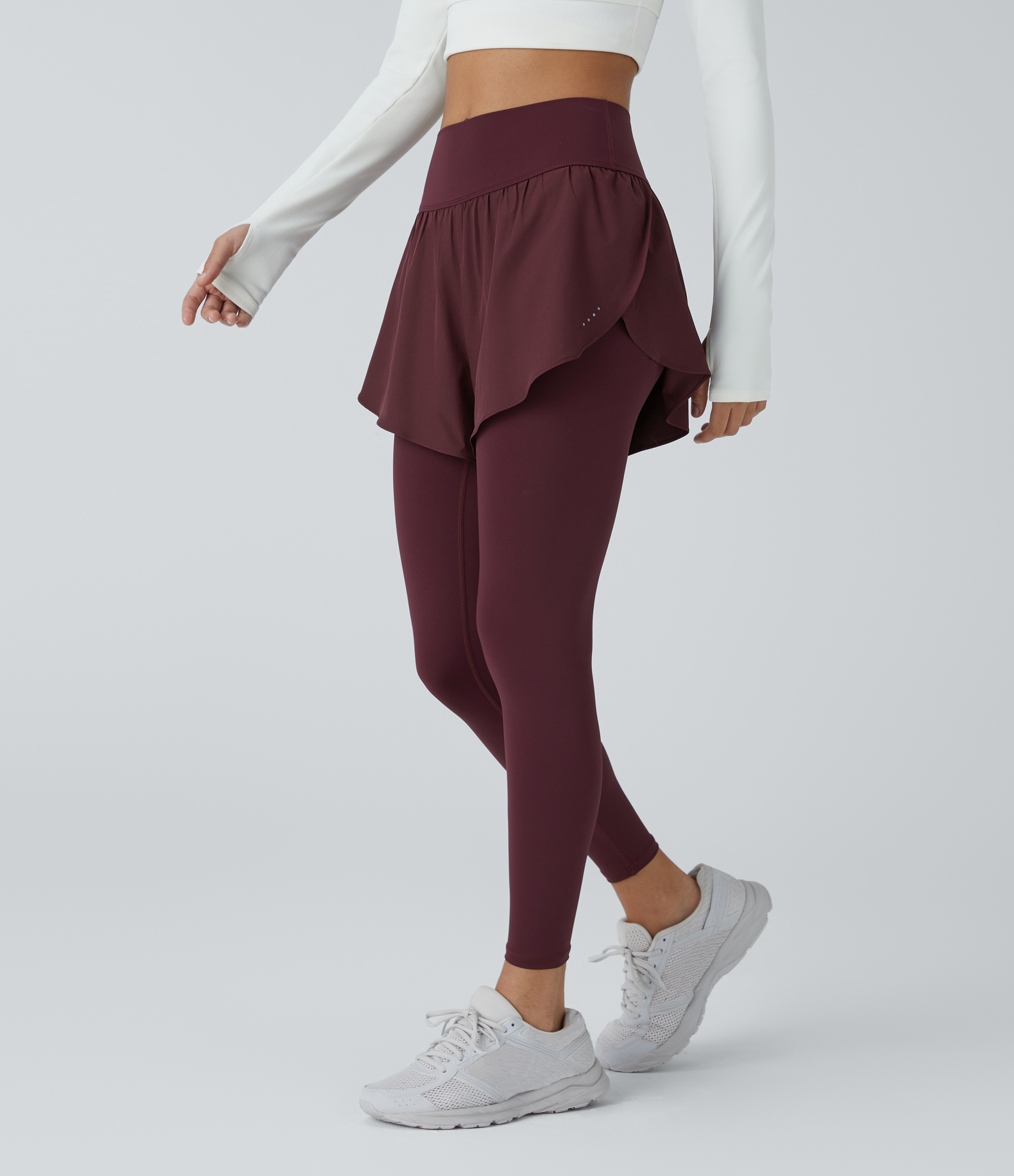 Berry Red Leggings de entrenamiento 2 en 1 Breezeful™ de tiro alto con puntos reflectantes, bolsillo lateral y secado rápido / 1