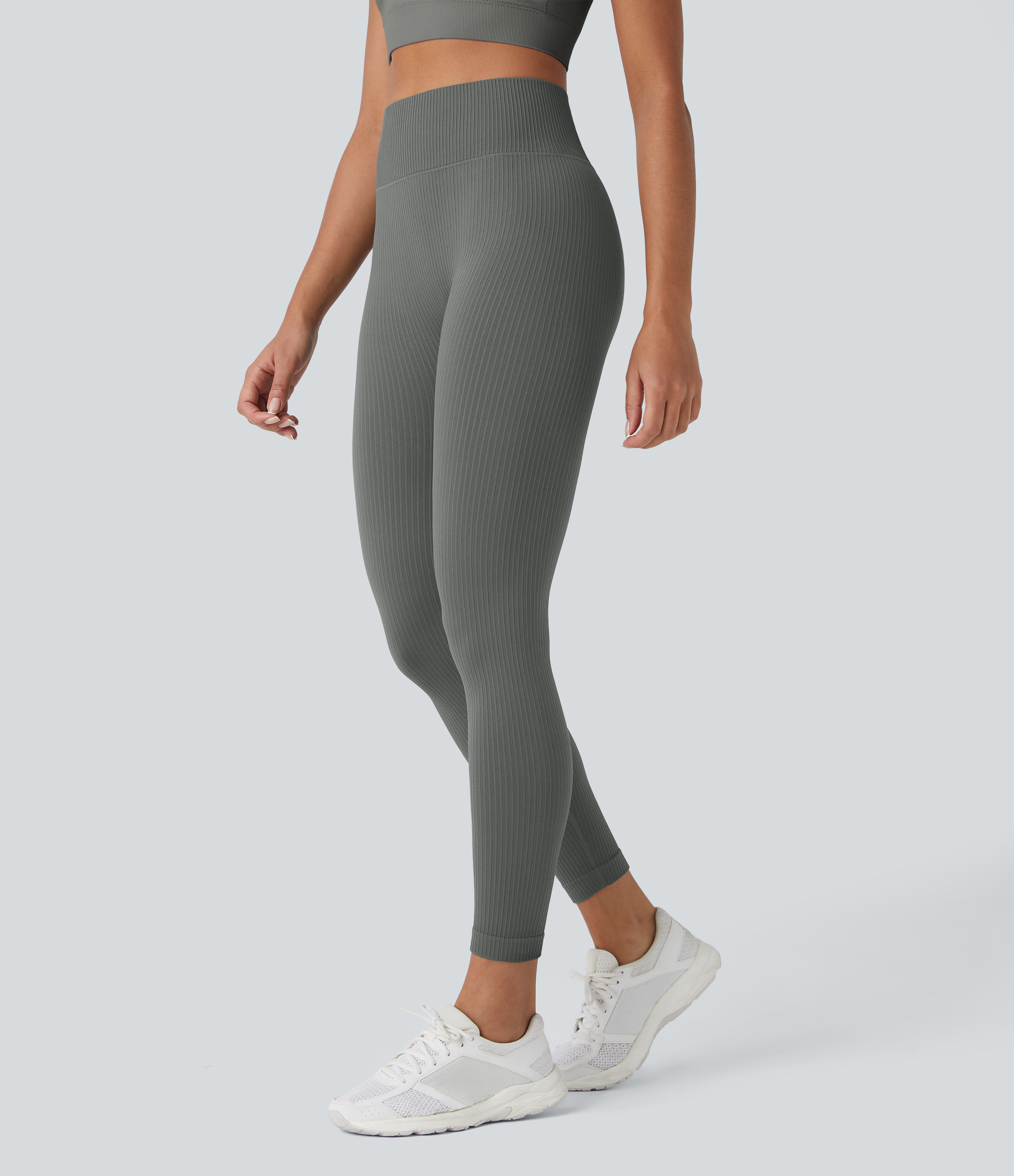 Soft OneForm Seamless Flow Ribbed High Waisted Tummy Control Yoga 7/8 Leggings