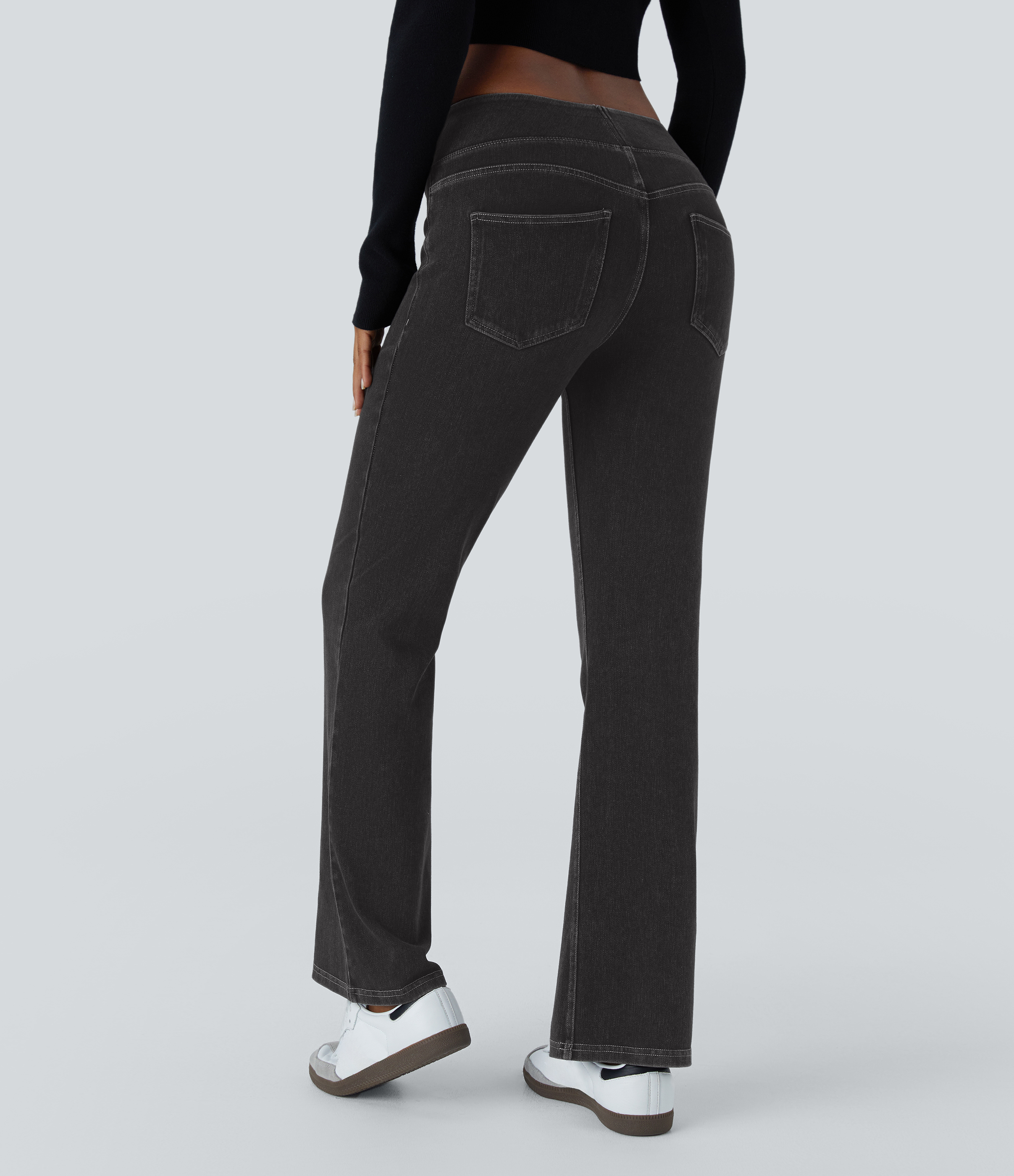 Black Rock Denim Halara Flex™ Low Rise Back Pockets Stretchy Knit Casual Bootcut Jeans / 2