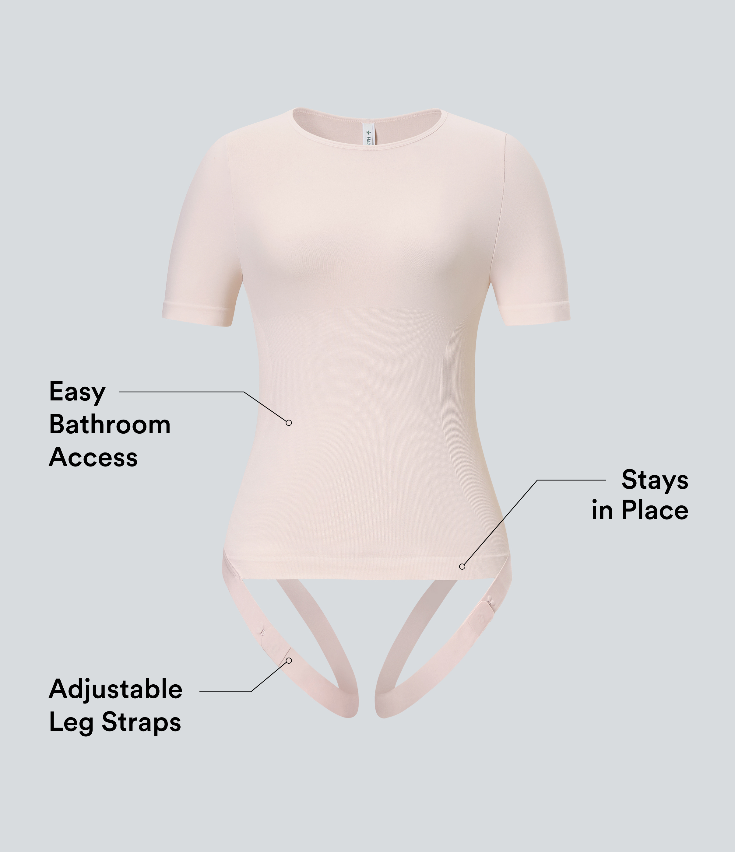 Sheer Pink Body de oficina fluido con tirantes ajustables en piernas - Easy Peezy / 2