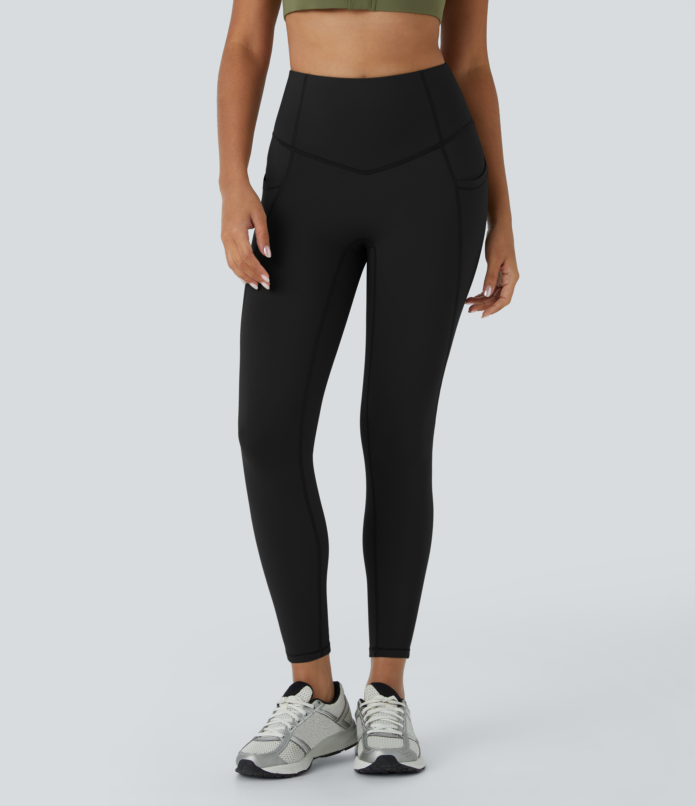 Negro Leggings Softlyzero™ Plush yoga 7/8 bolsillo lateral tiro alto térmico / 2
