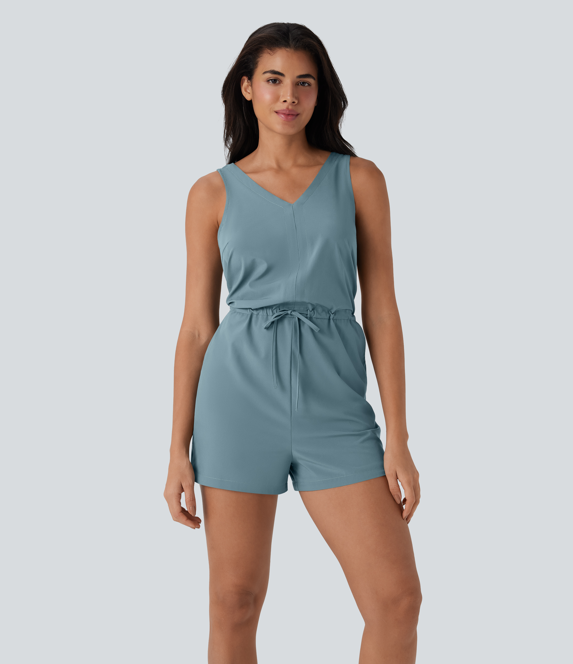 Combinaison-short de randonnée sans manches ajourée à séchage rapide Breezeful™ avec cordon de serrage et poches latérales