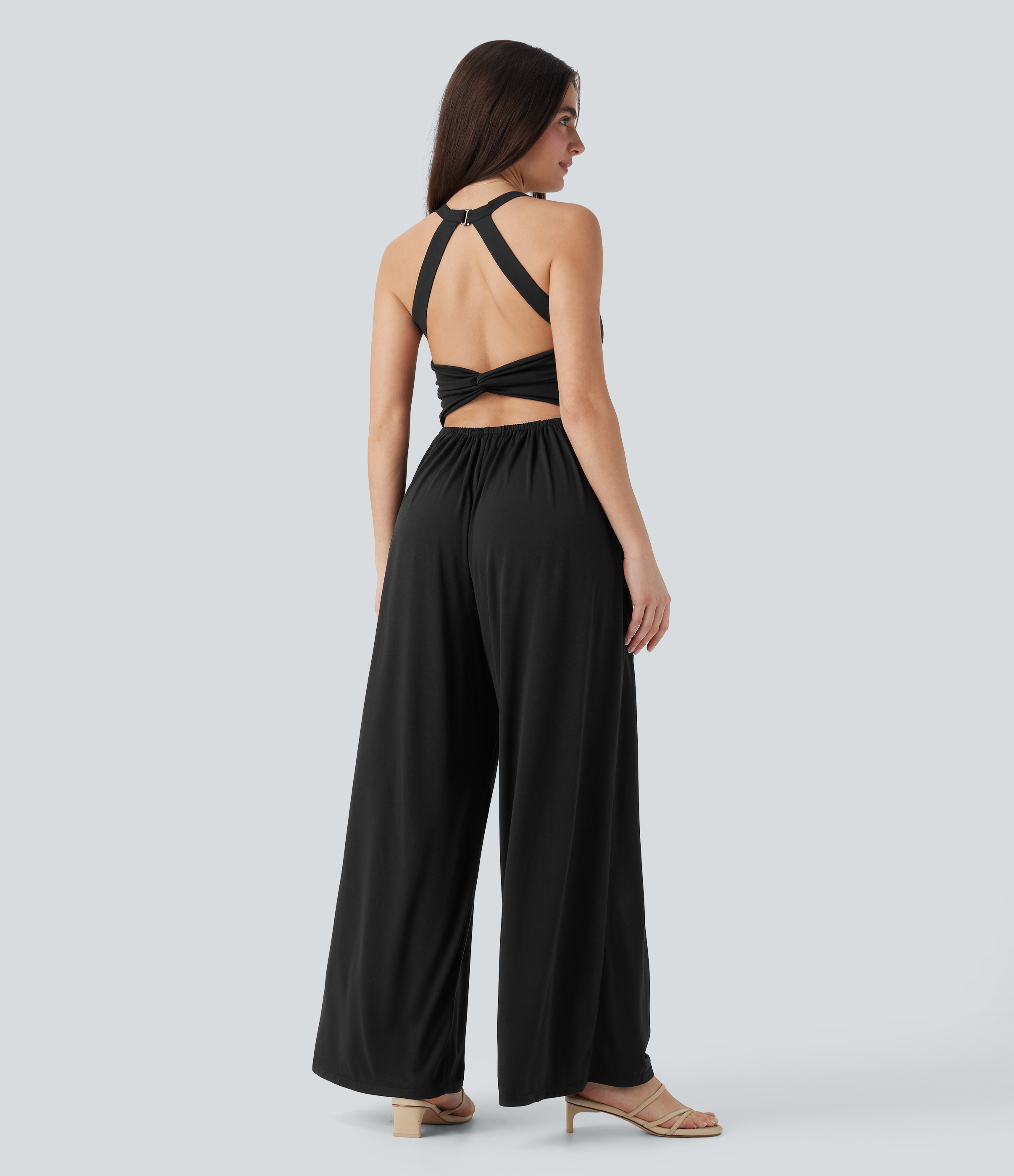 Built-in Bra Wide Leg Casual Jumpsuit with Pockets-Easy Peezy Edition