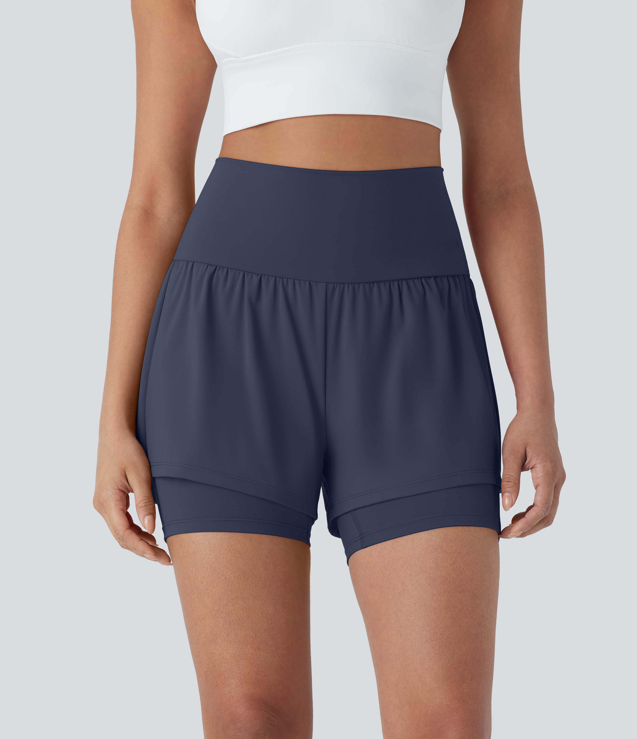 SoftlyZero™ Airy Super High Waisted 2-in-1 InstantCool Yoga Shorts 5'' with Pockets