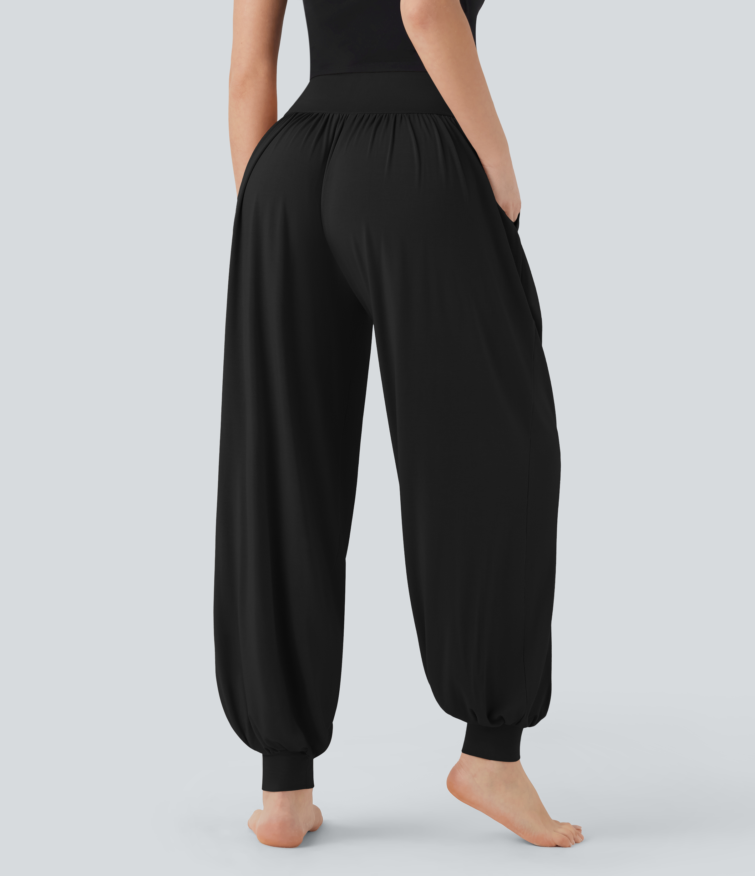 High Waisted Tummy Control Yoga Baggy Joggers with Pockets