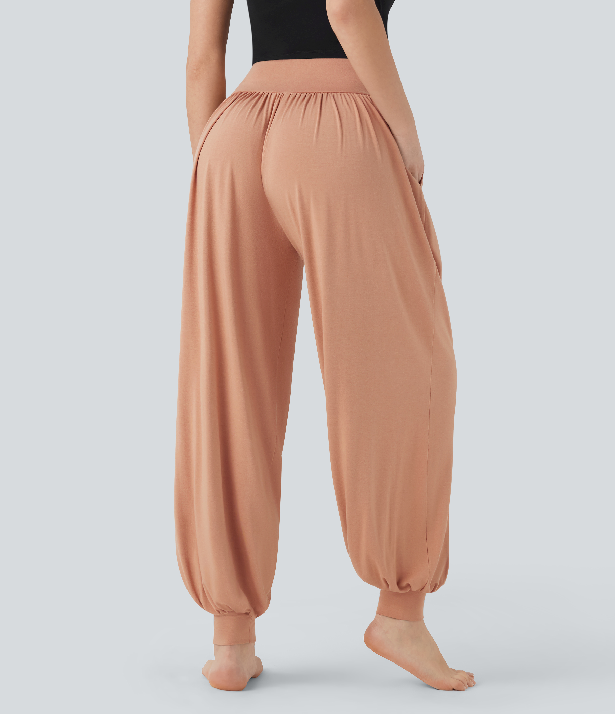 High Waisted Tummy Control Yoga Baggy Joggers with Pockets
