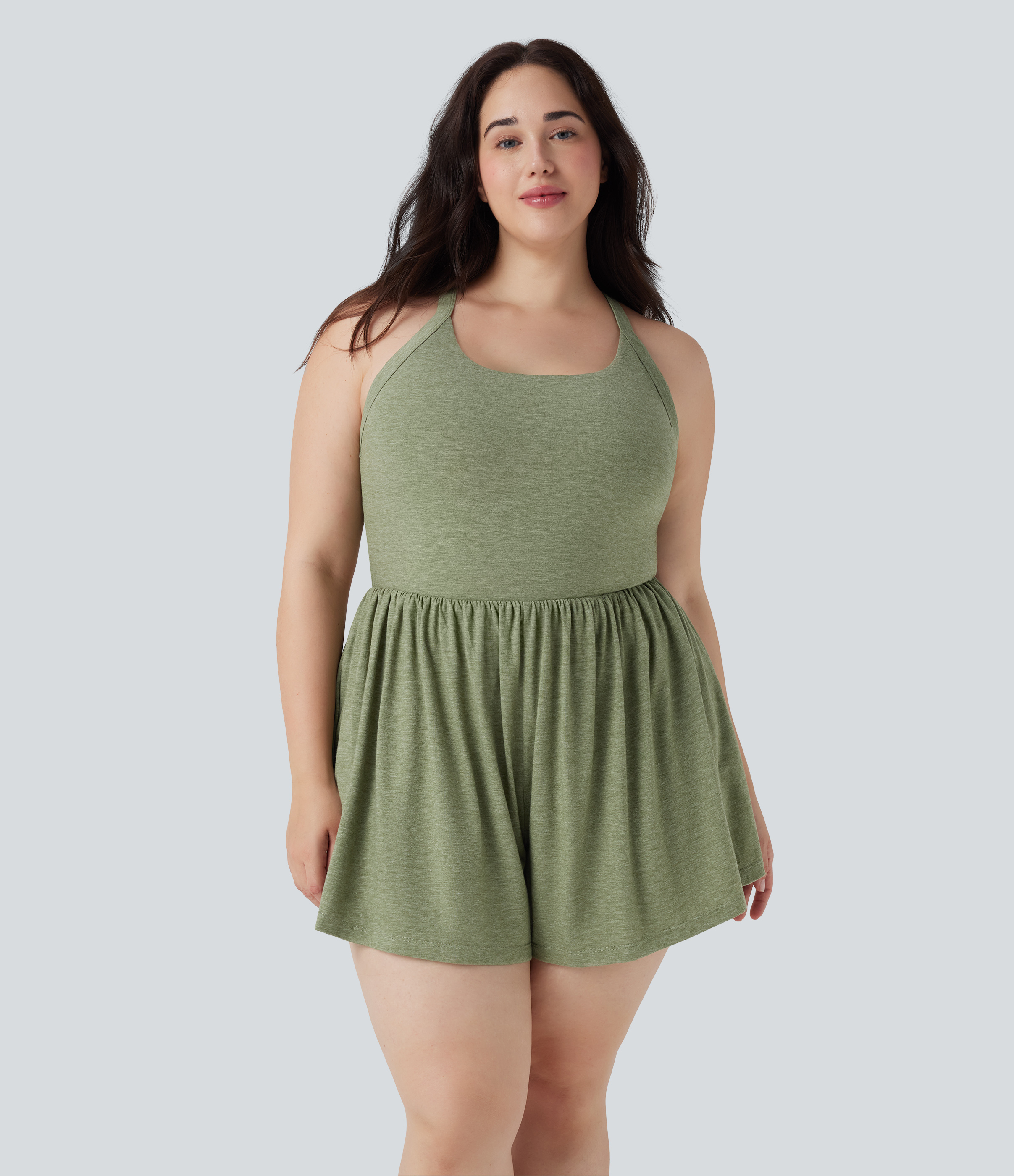 2-in-1 Plus Size Romper with Pockets-Easy Peezy Edition