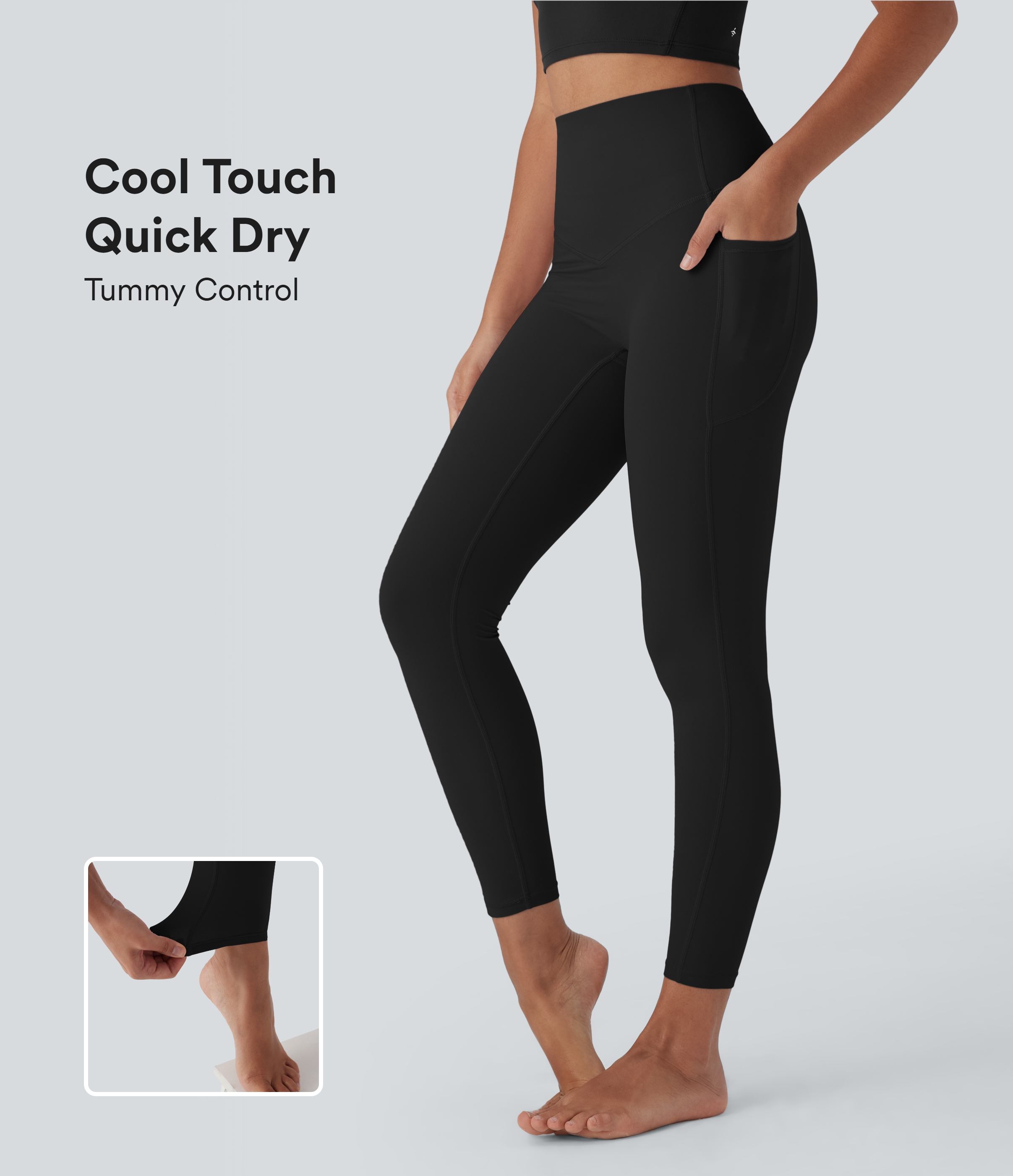 Halara UltraSculpt™ Cool Quick Dry High Waisted Tummy Control Shaping Yoga Leggings with Pockets-UPF50+