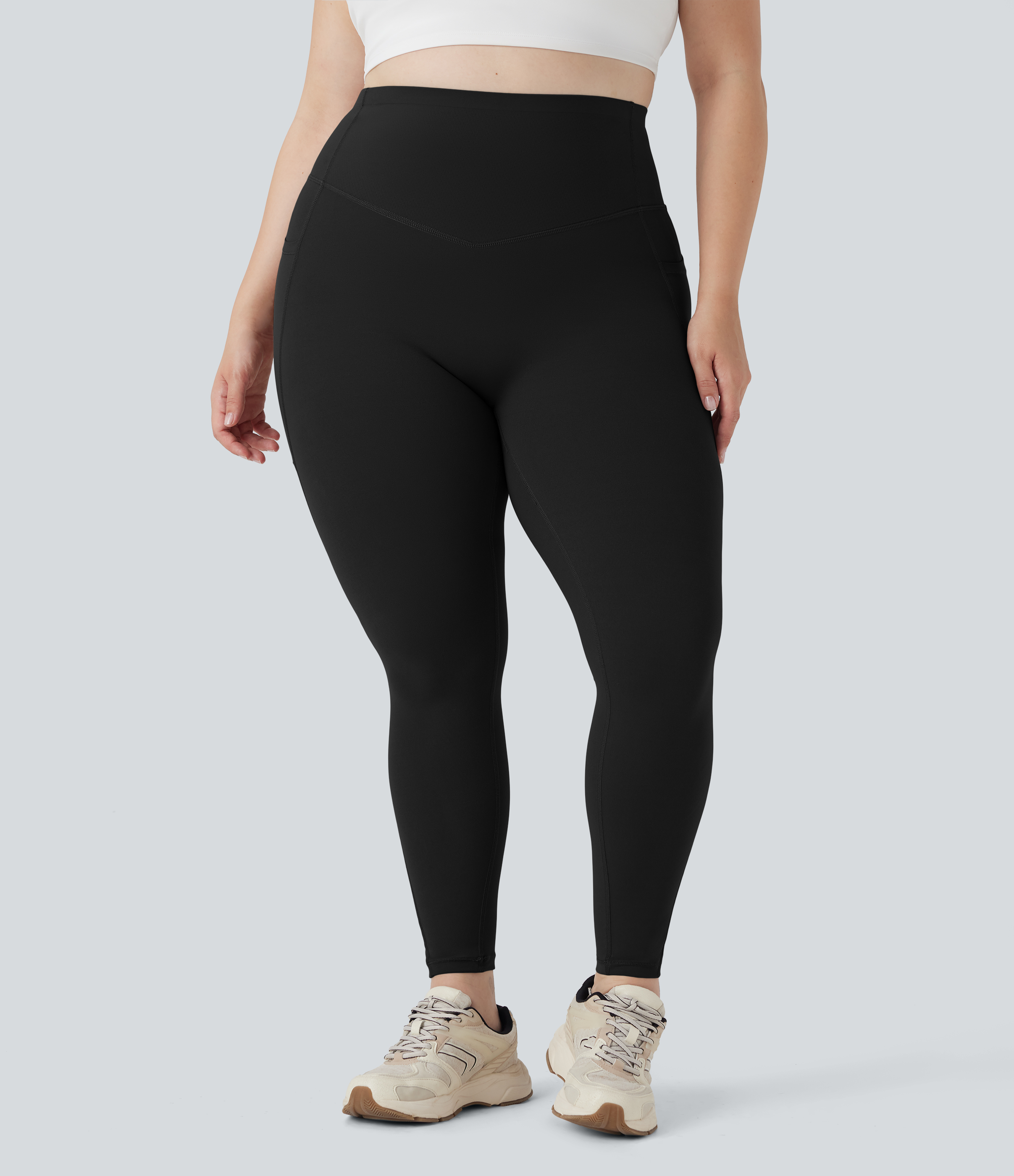 Black Plus Size Halara UltraSculpt™ High Waisted Butt Lifting Tummy Control Shaping Training Leggings with Pockets / 2