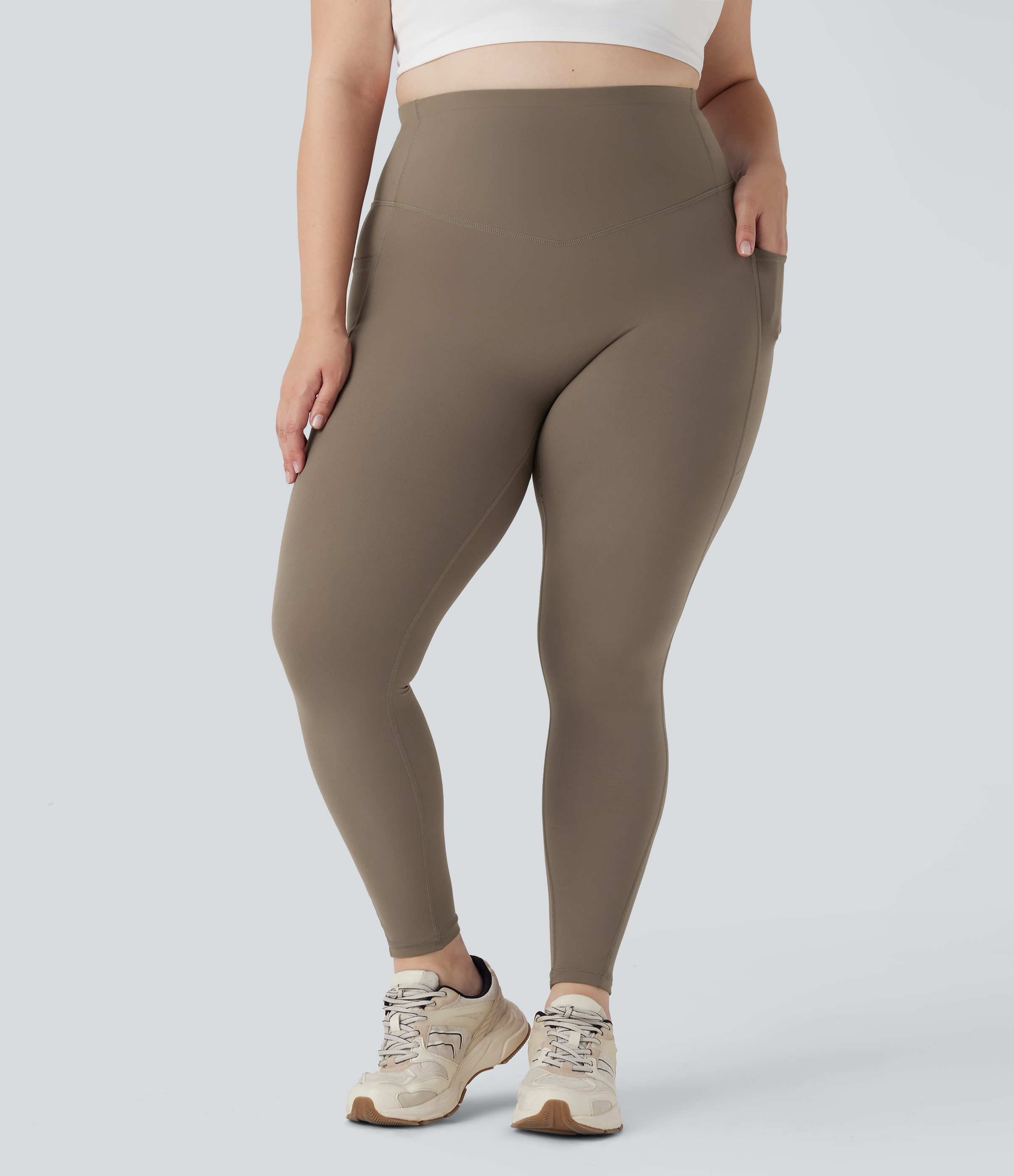 Dawn Brown Leggings Halara UltraSculpt™ SoCinched moldeador tiro alto realce glúteo control abdomen talla grande bolsillo lateral / 2